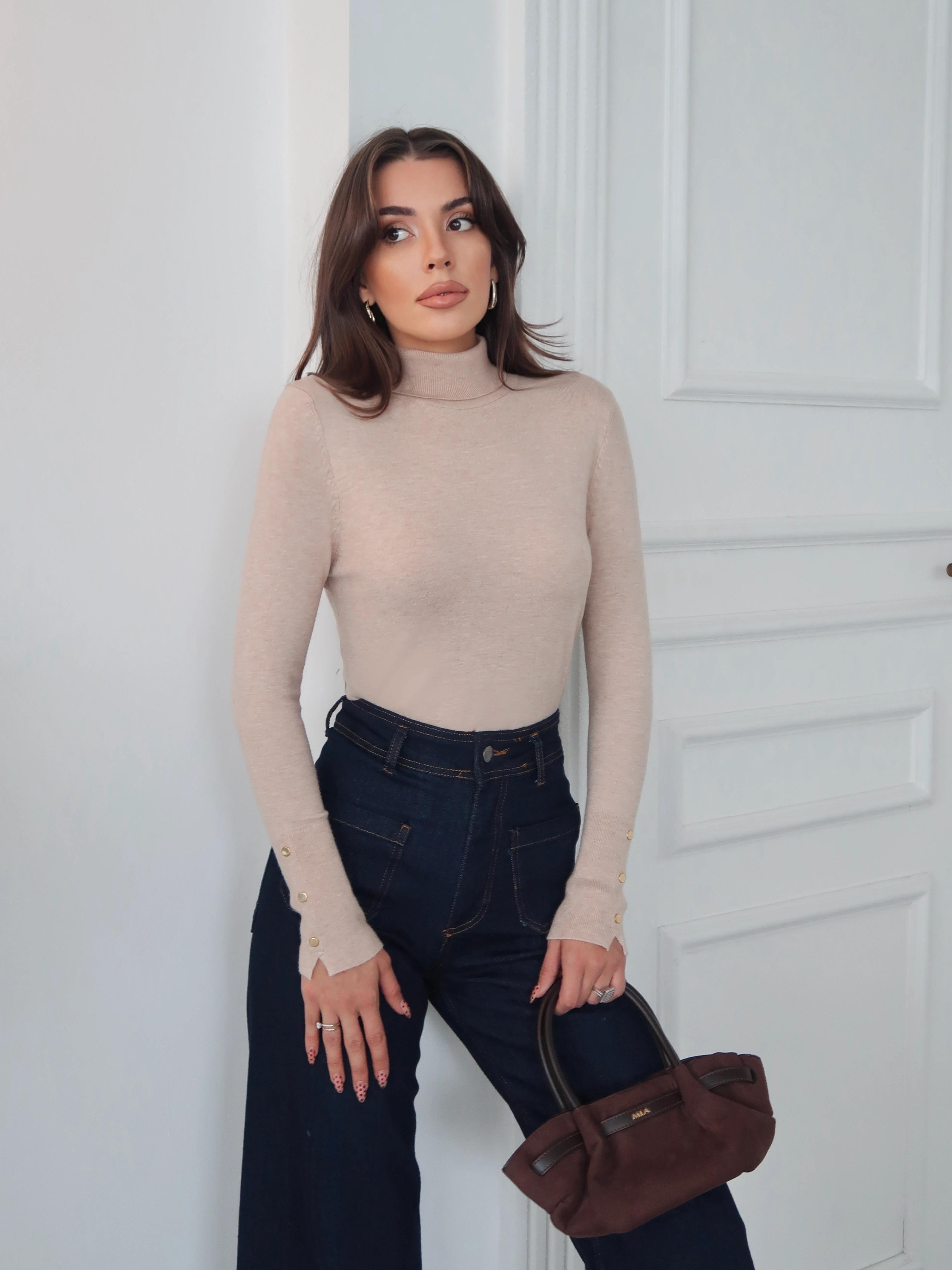 Balıkçı Yaka Detaylı Kazak