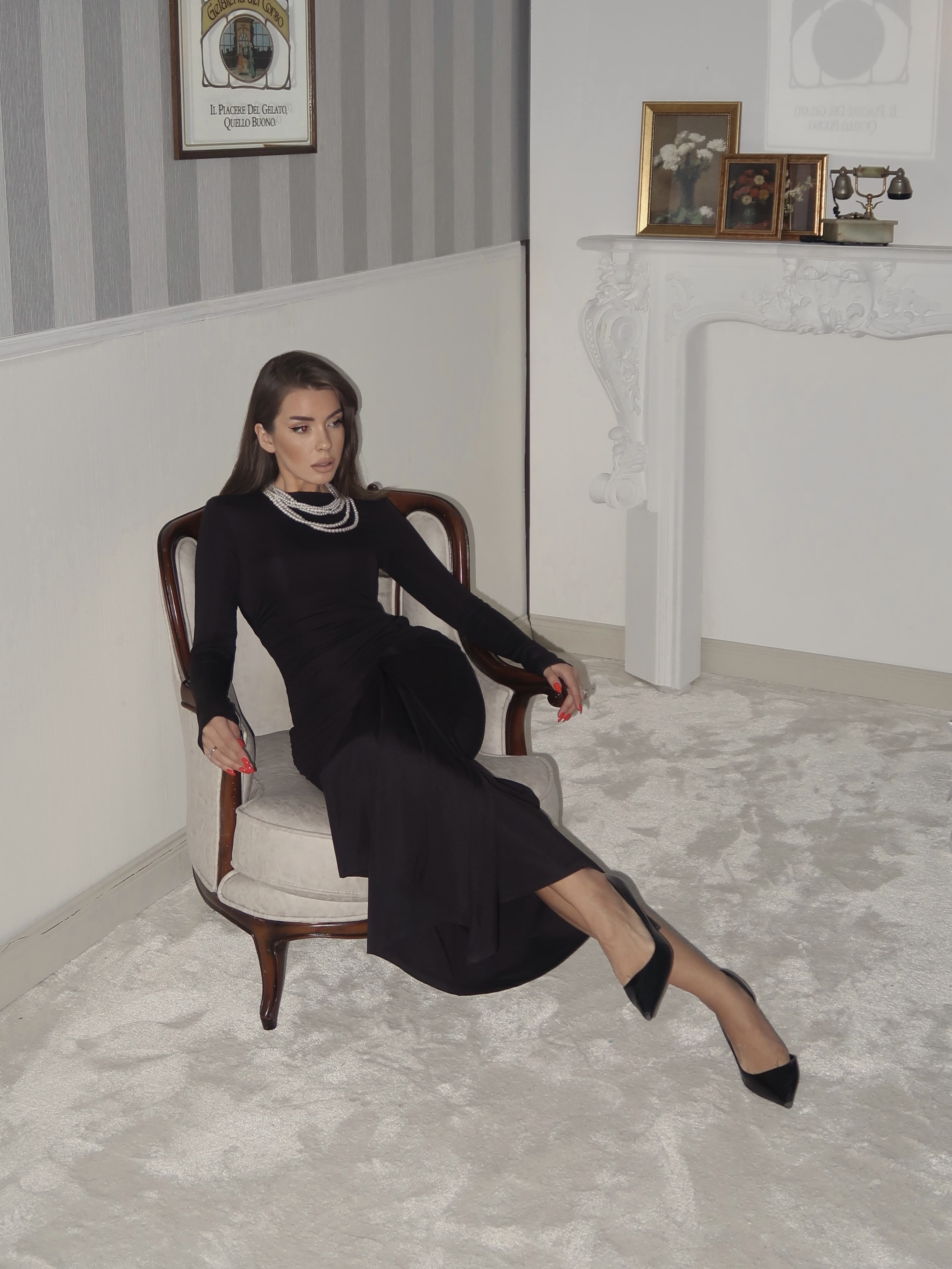 Sera Uzun Siyah Elbise