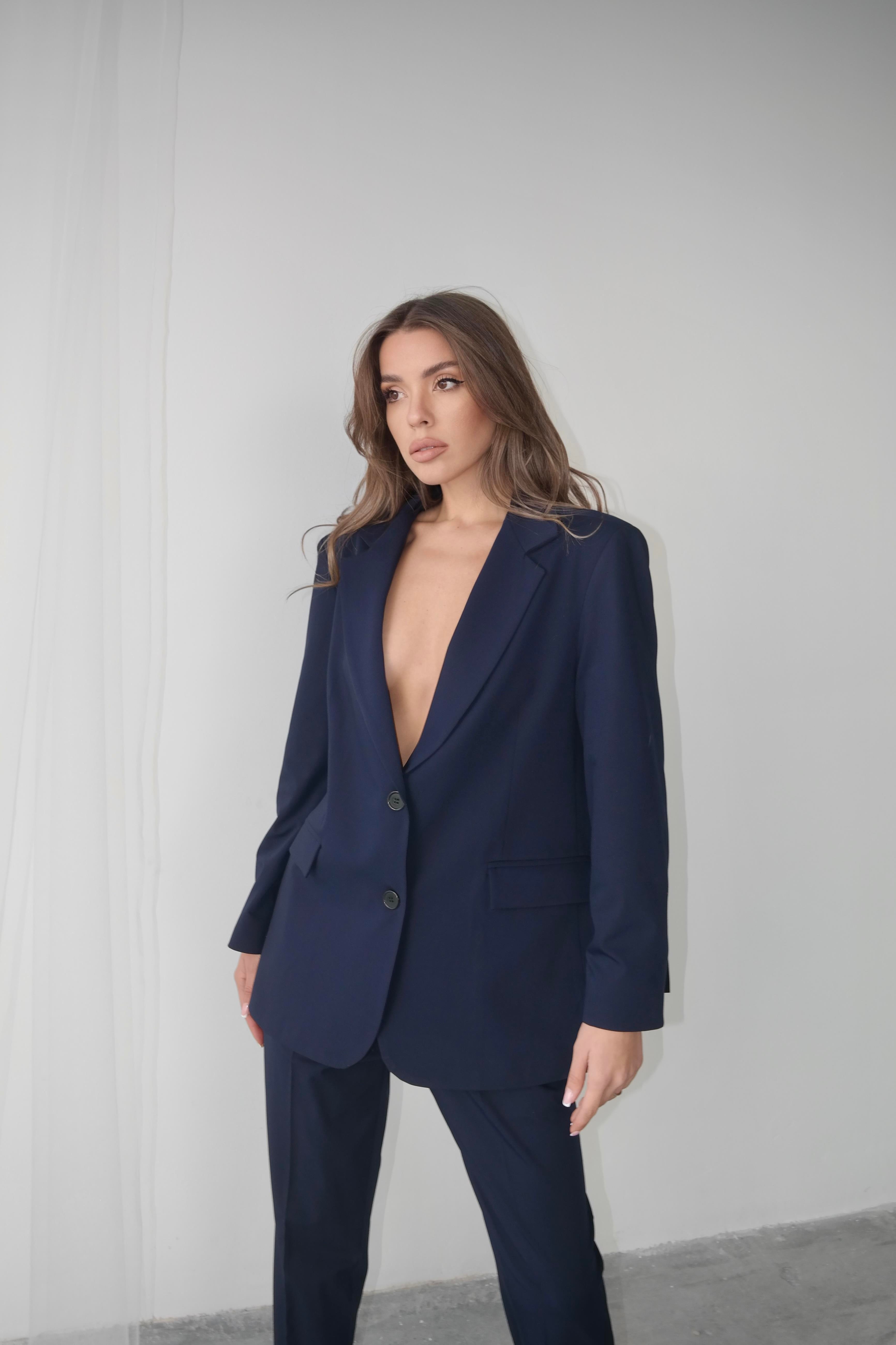 Maskülen Blazer Ceket Lacivert