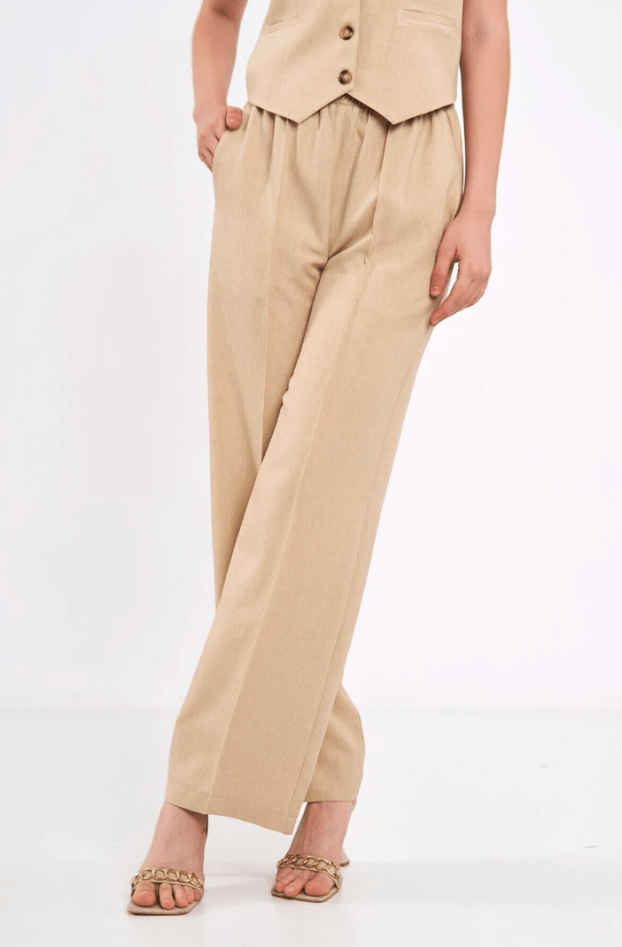 Keten Beli Lastikli Pantolon
