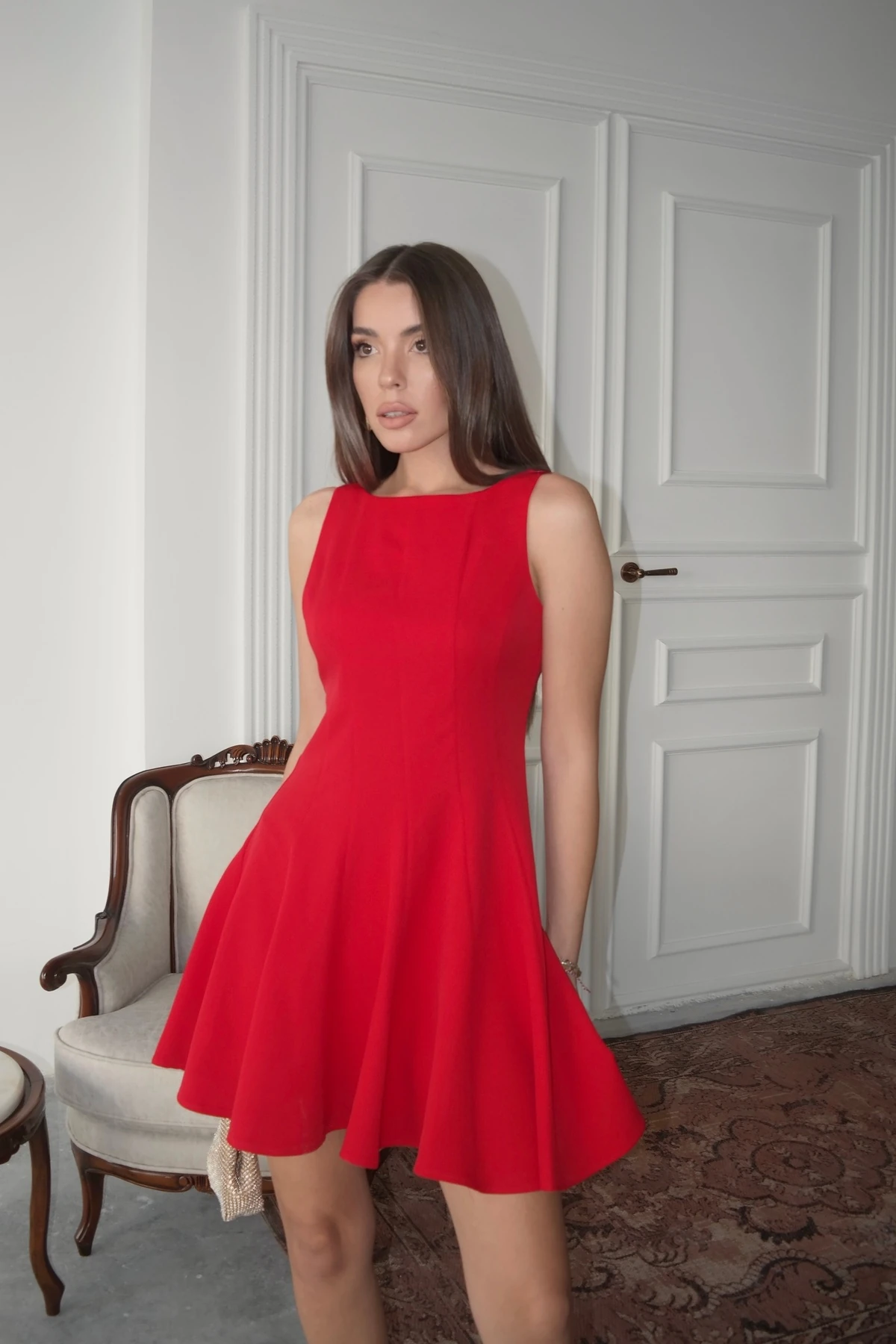 Sophie 0 Kol Volanlı Elbise