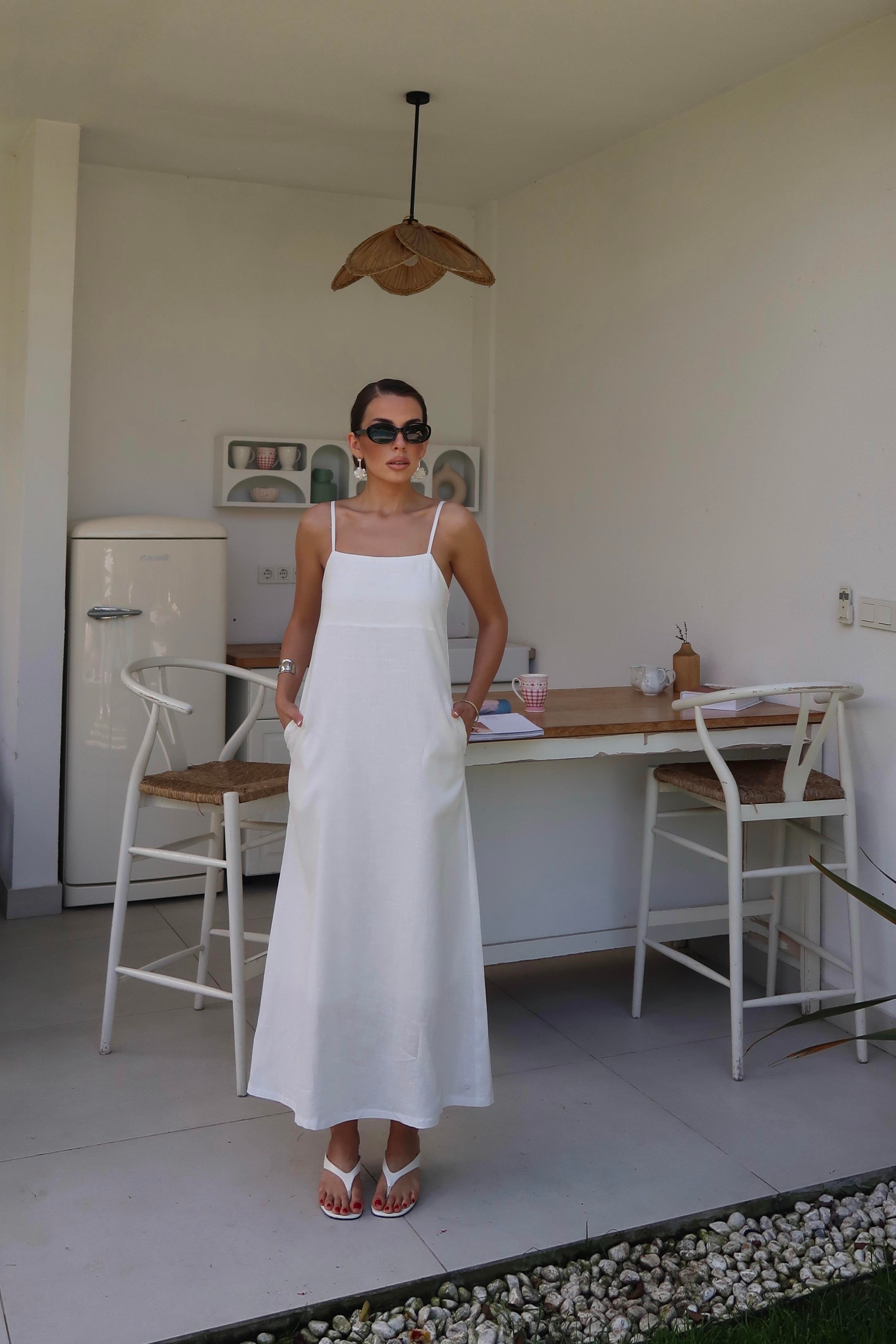 Palma Summer Casey Askılı Elbise Beyaz