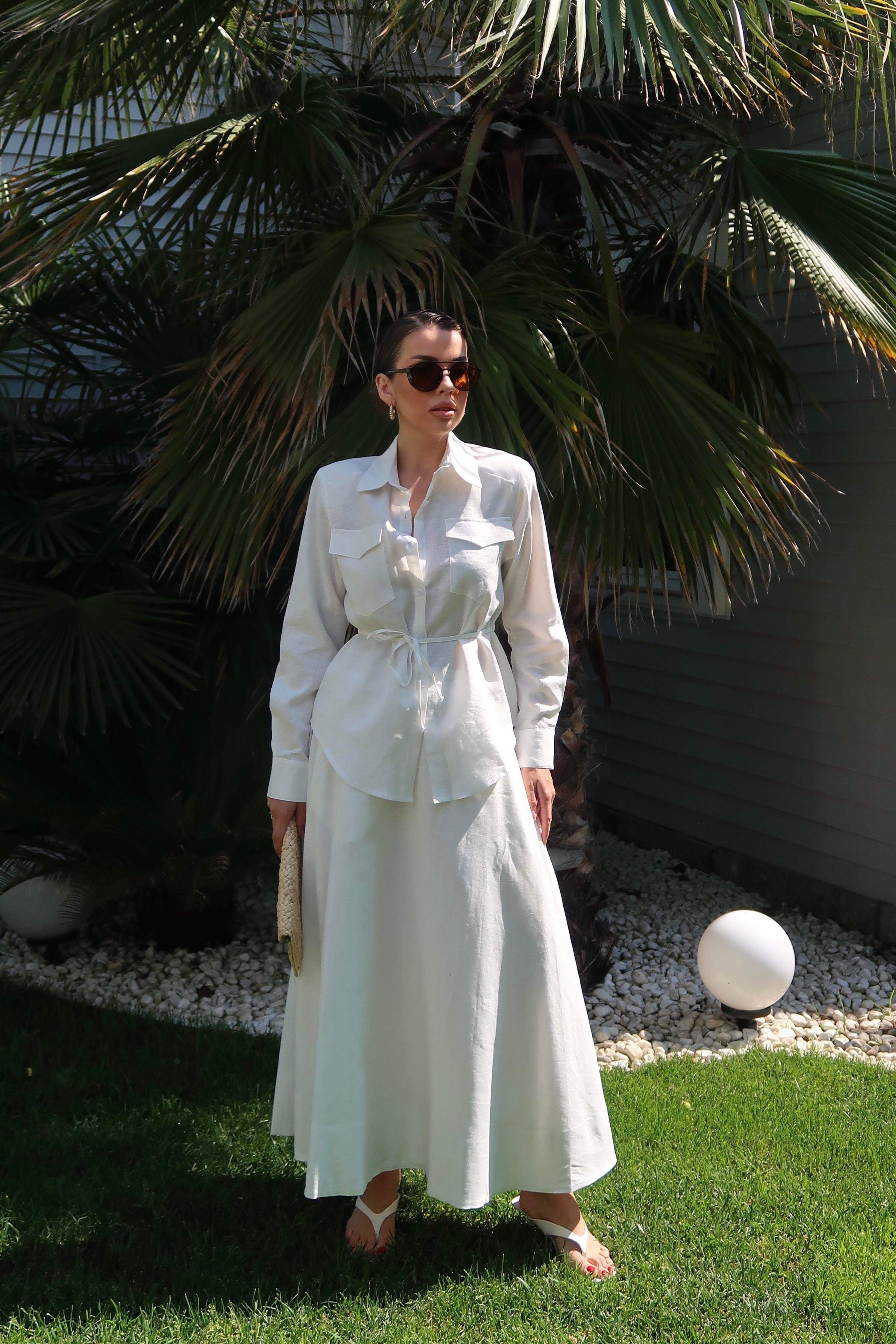 Palma Summer Charlotte Keten Gömlek Beyaz