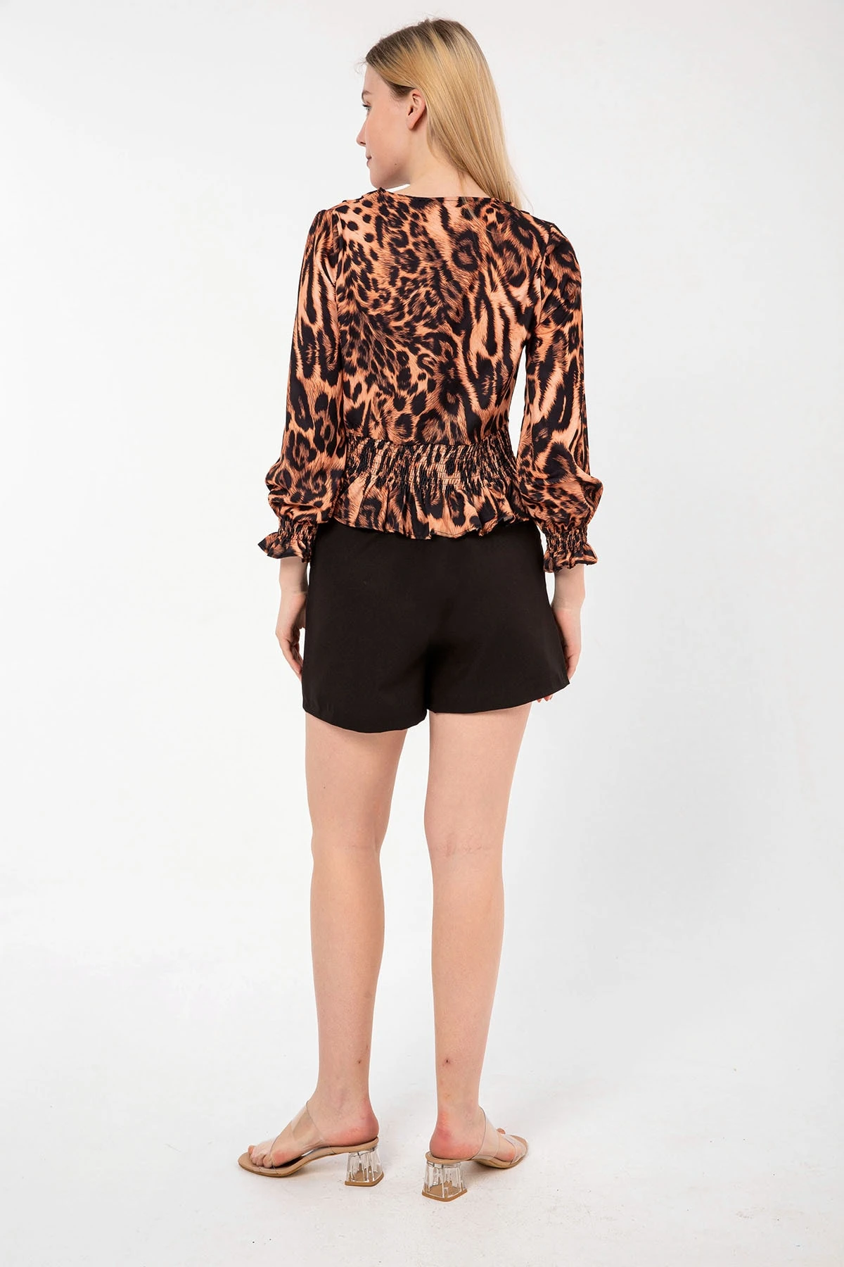 Kahve Leopar Gömlek Bluz