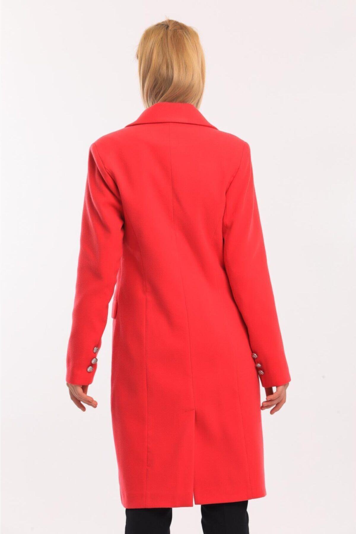 Düğmeli Kaşe Kaban