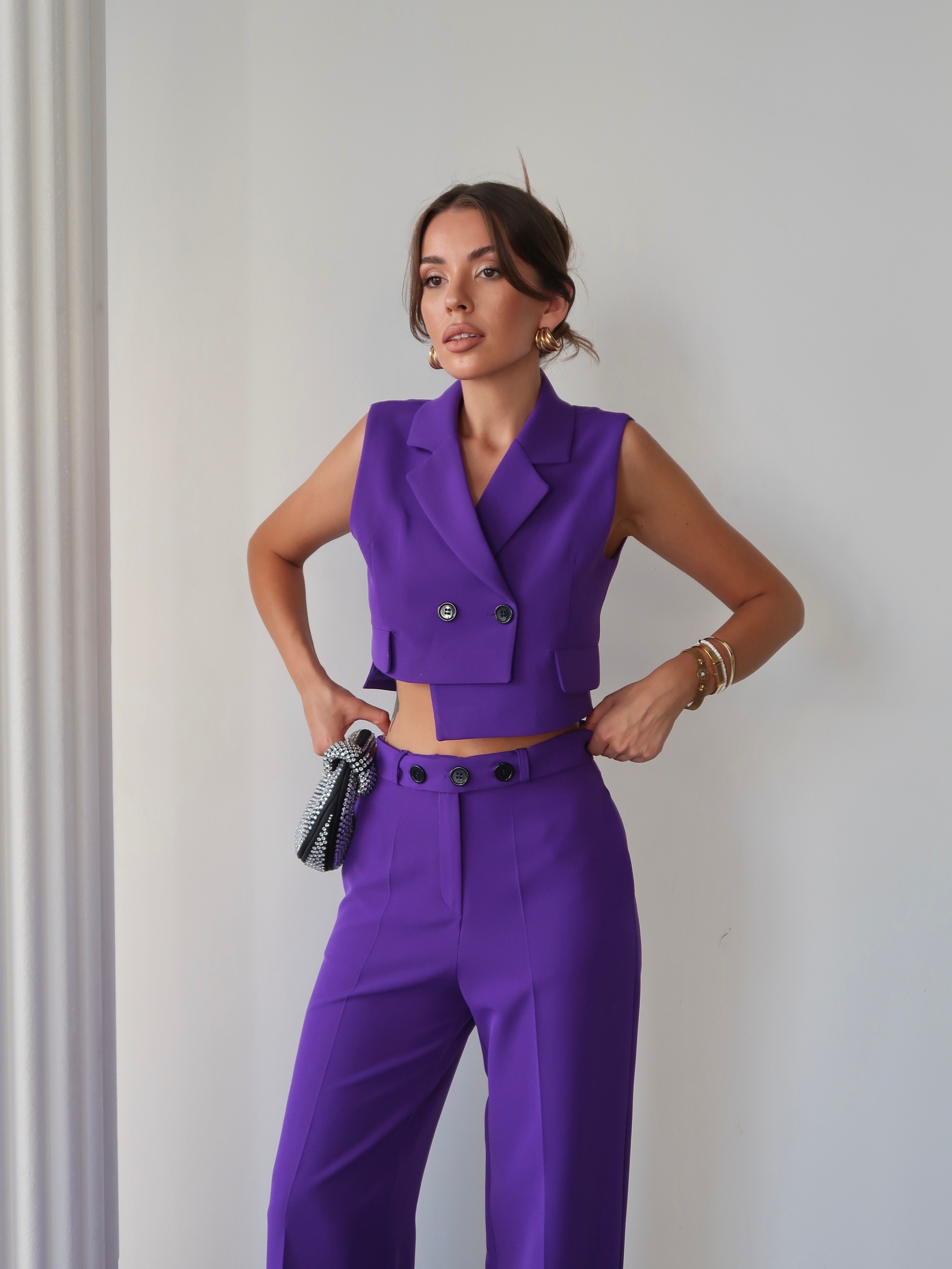 Rachel Yelekli İkili Takım Mor
