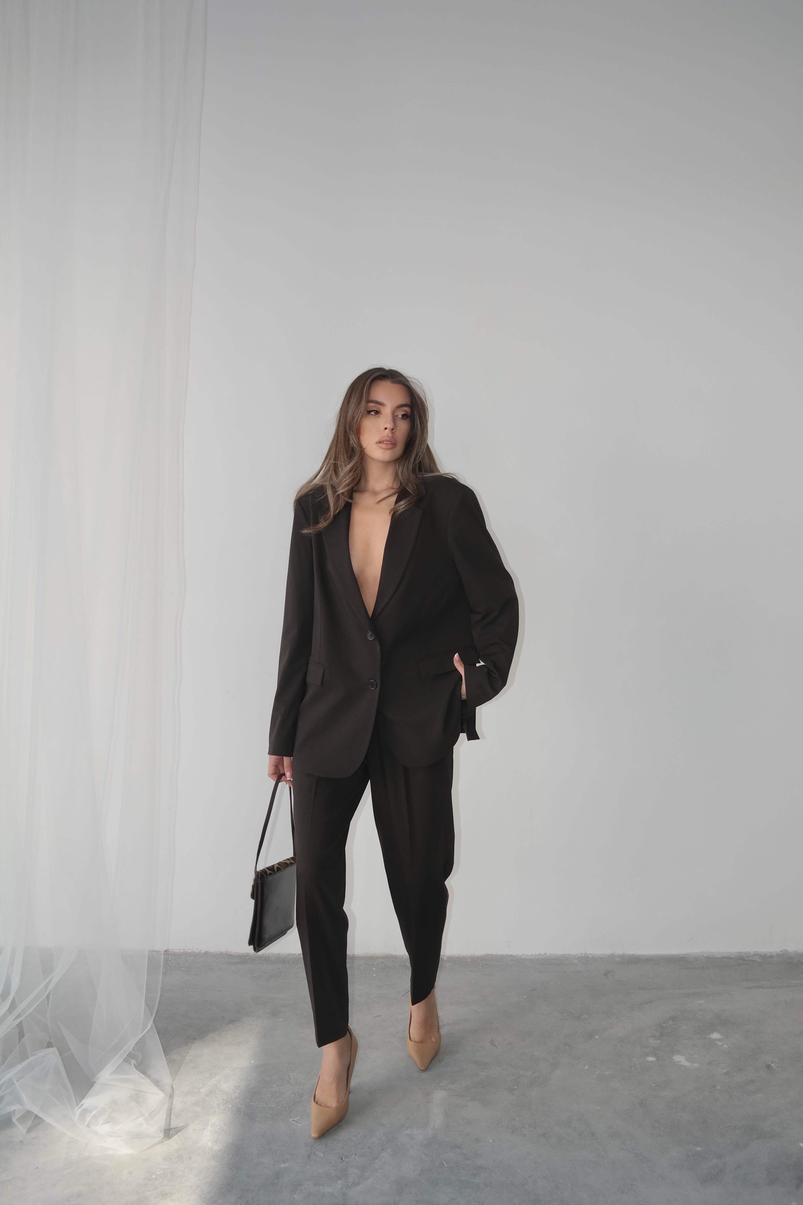 Maskülen Blazer Ceket Kahverengi