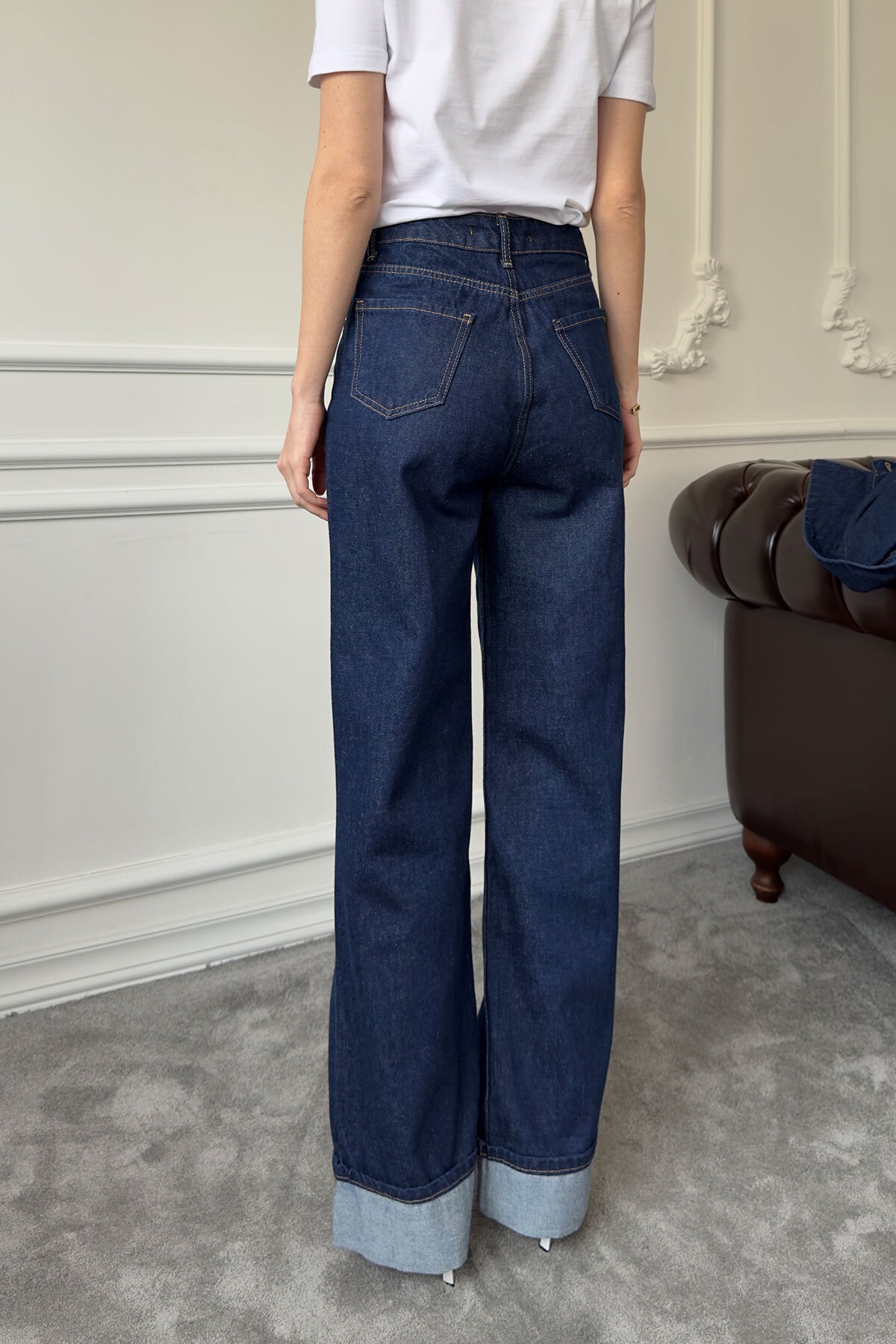 Duble Paça Denim Pantolon- MAVİ