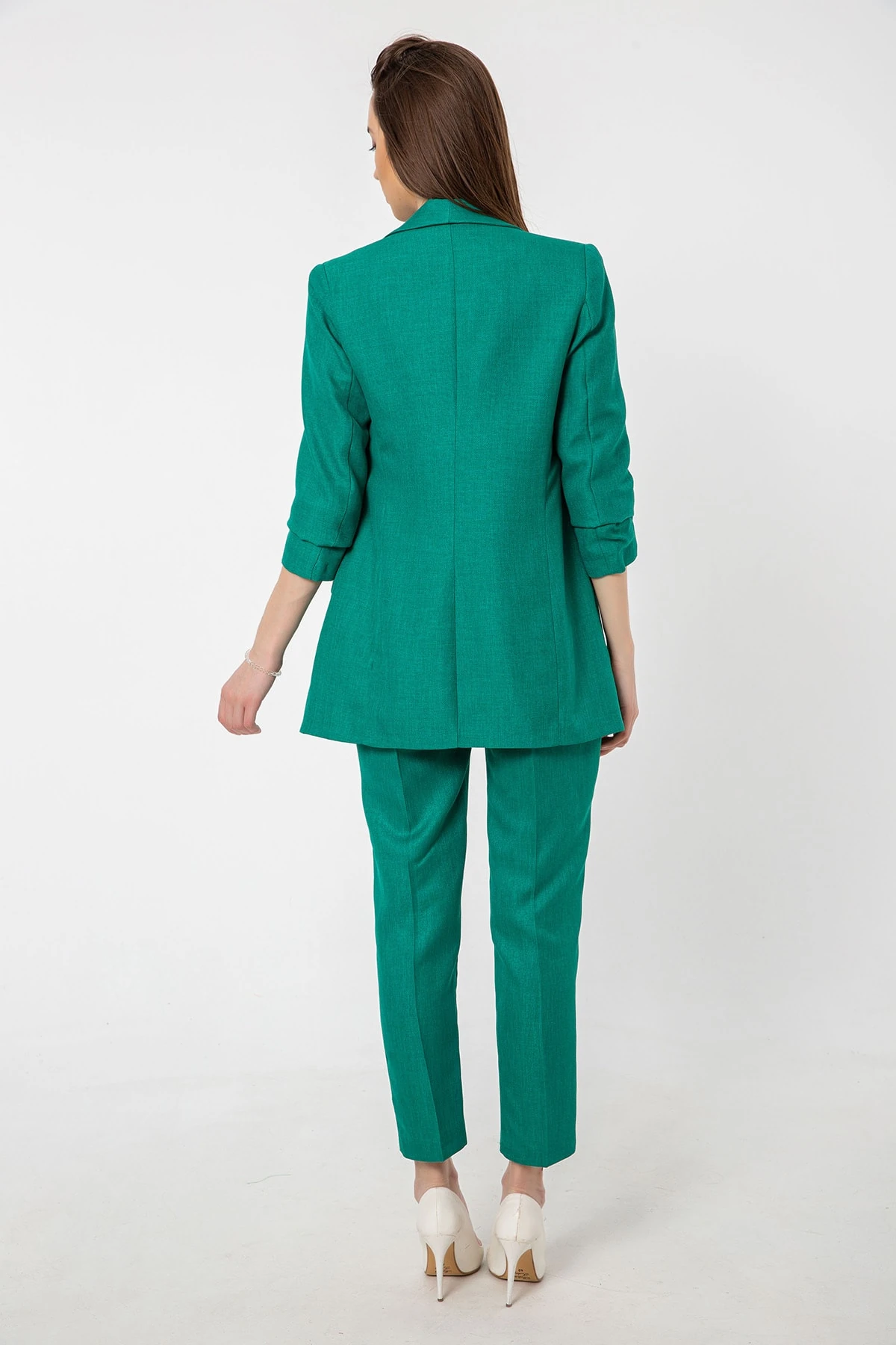 Kolu Büzgülü Keten Ceket