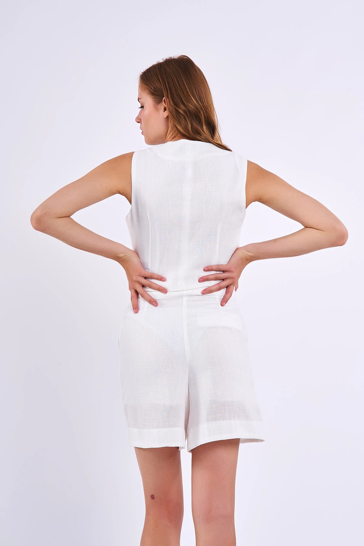 KETEN YELEK ŞORT TAKIM