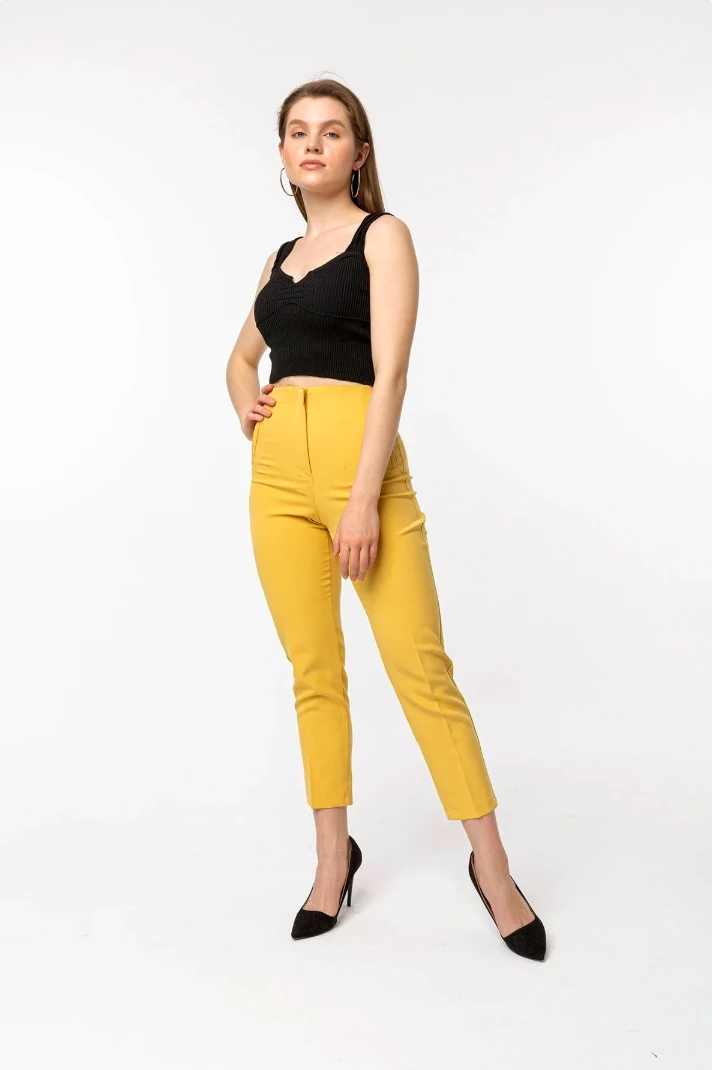 Elysia Çift Pens Pantolon Sarı