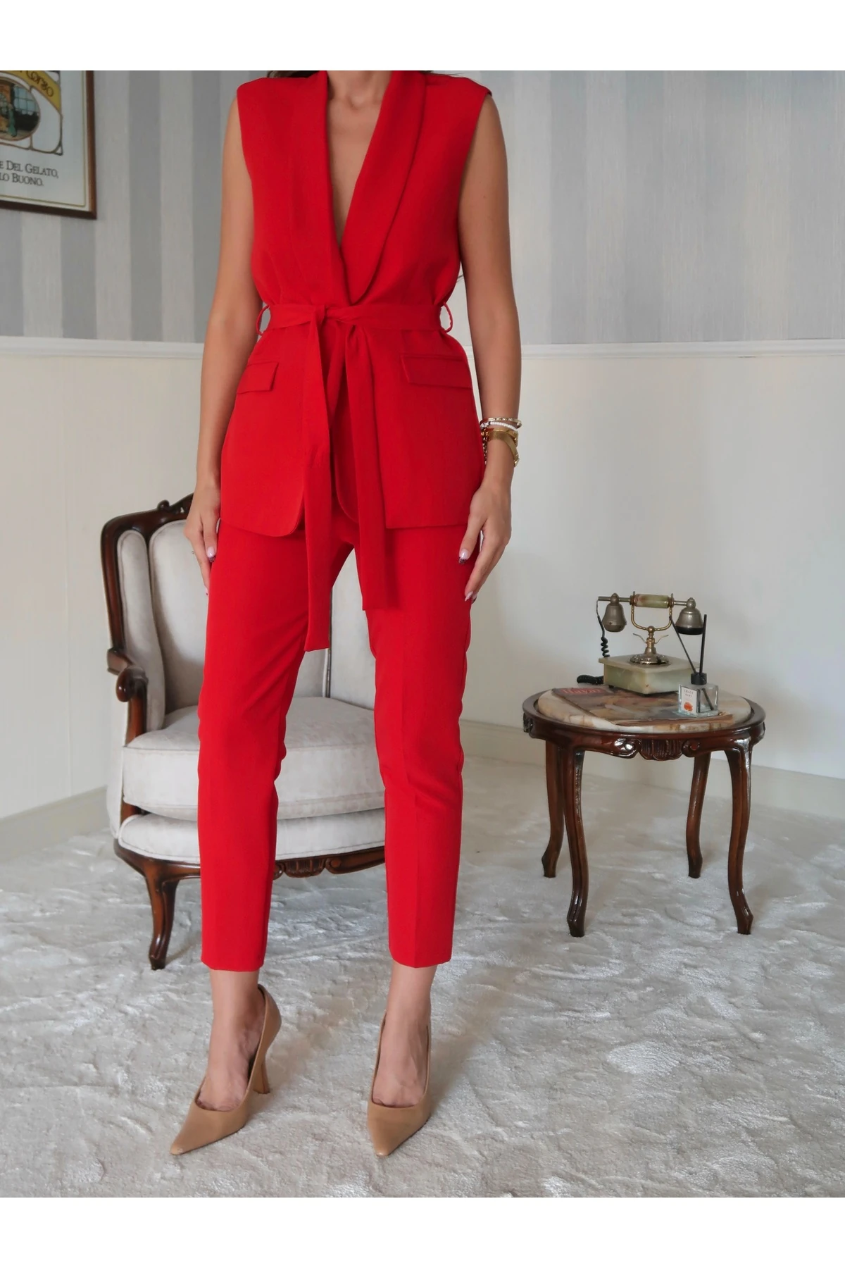 Violet Kuşaklı Yelek 