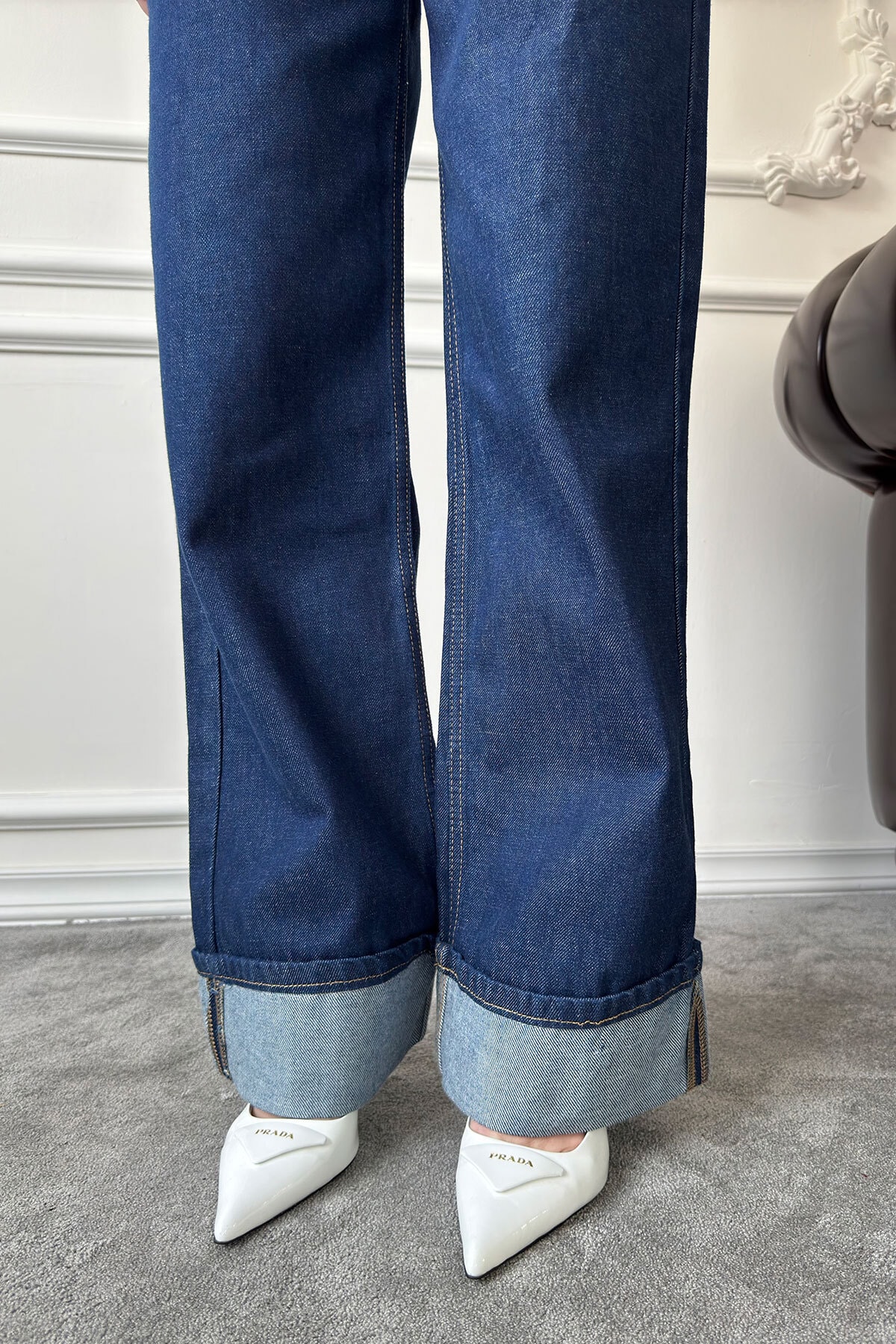 Duble Paça Denim Pantolon- MAVİ