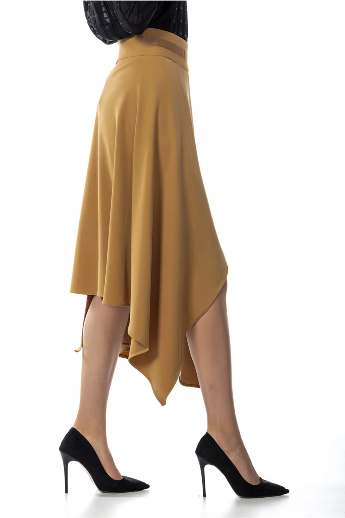 Asimetrik Kesim Açık Kahve Etek