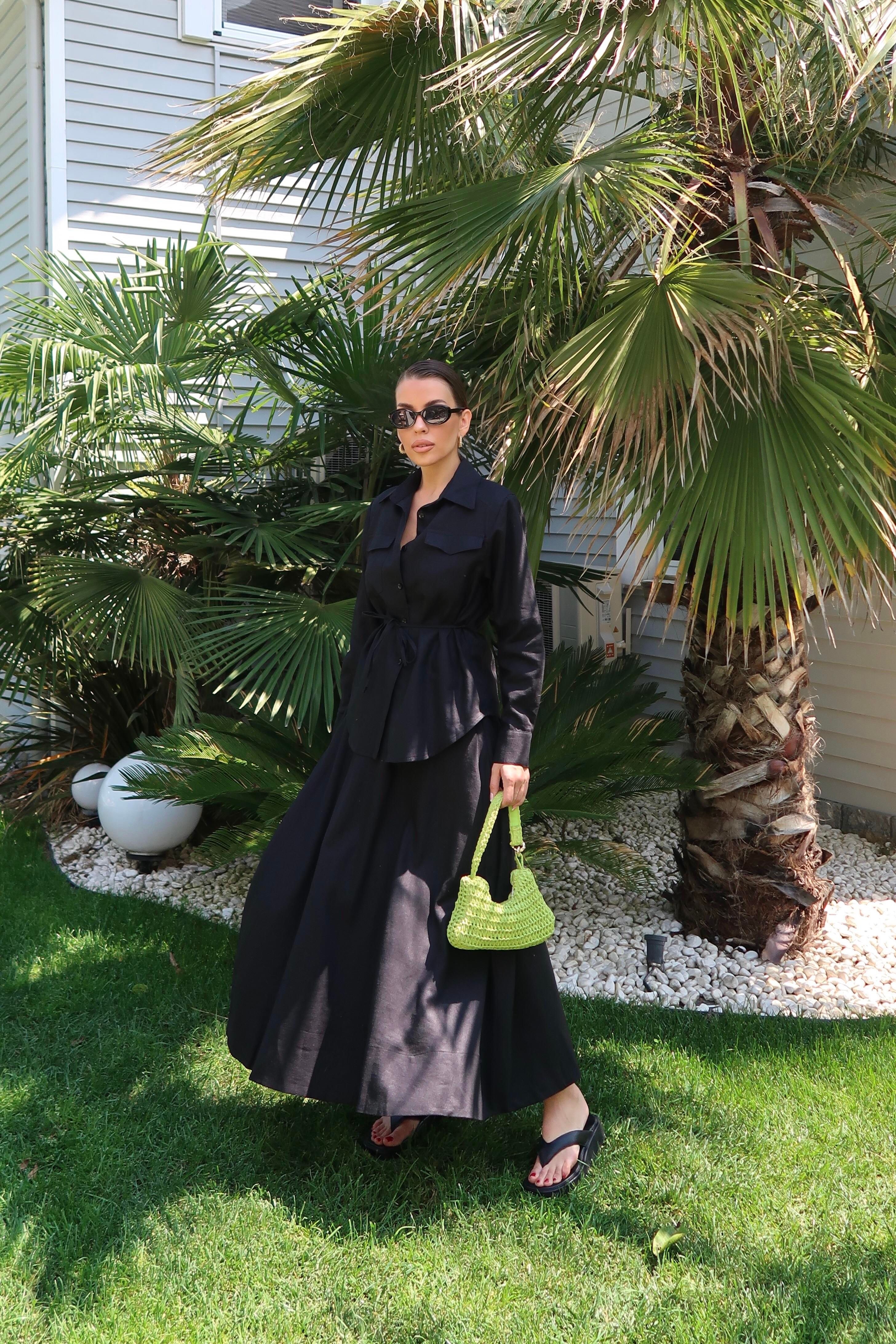 Palma Summer Charlotte Keten Gömlek Siyah