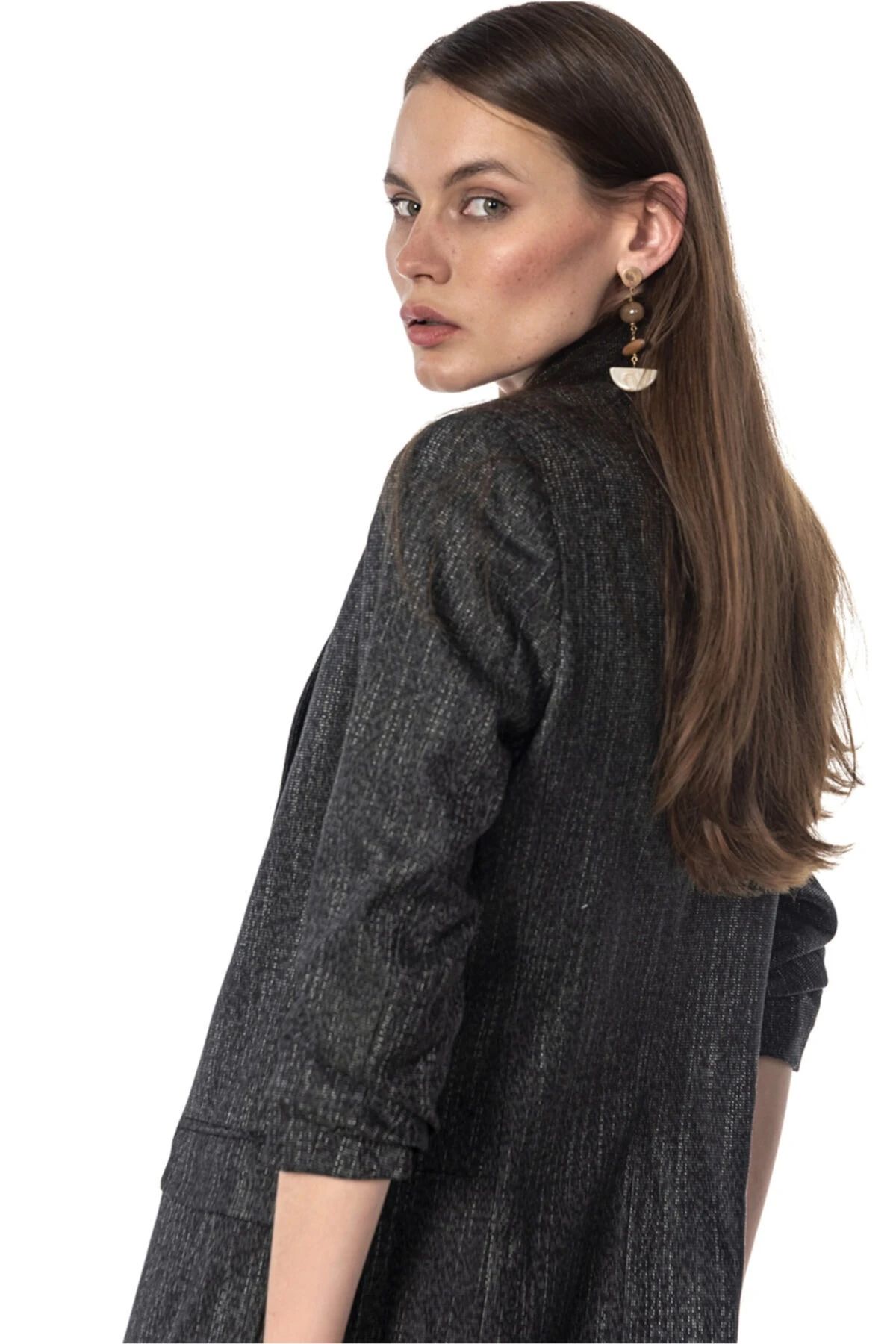 Çizgili Siyah Blazer Kadın Ceket