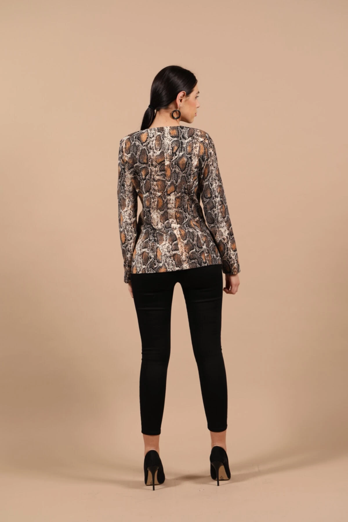 Yılan Desenli Blazer Kadın Ceket