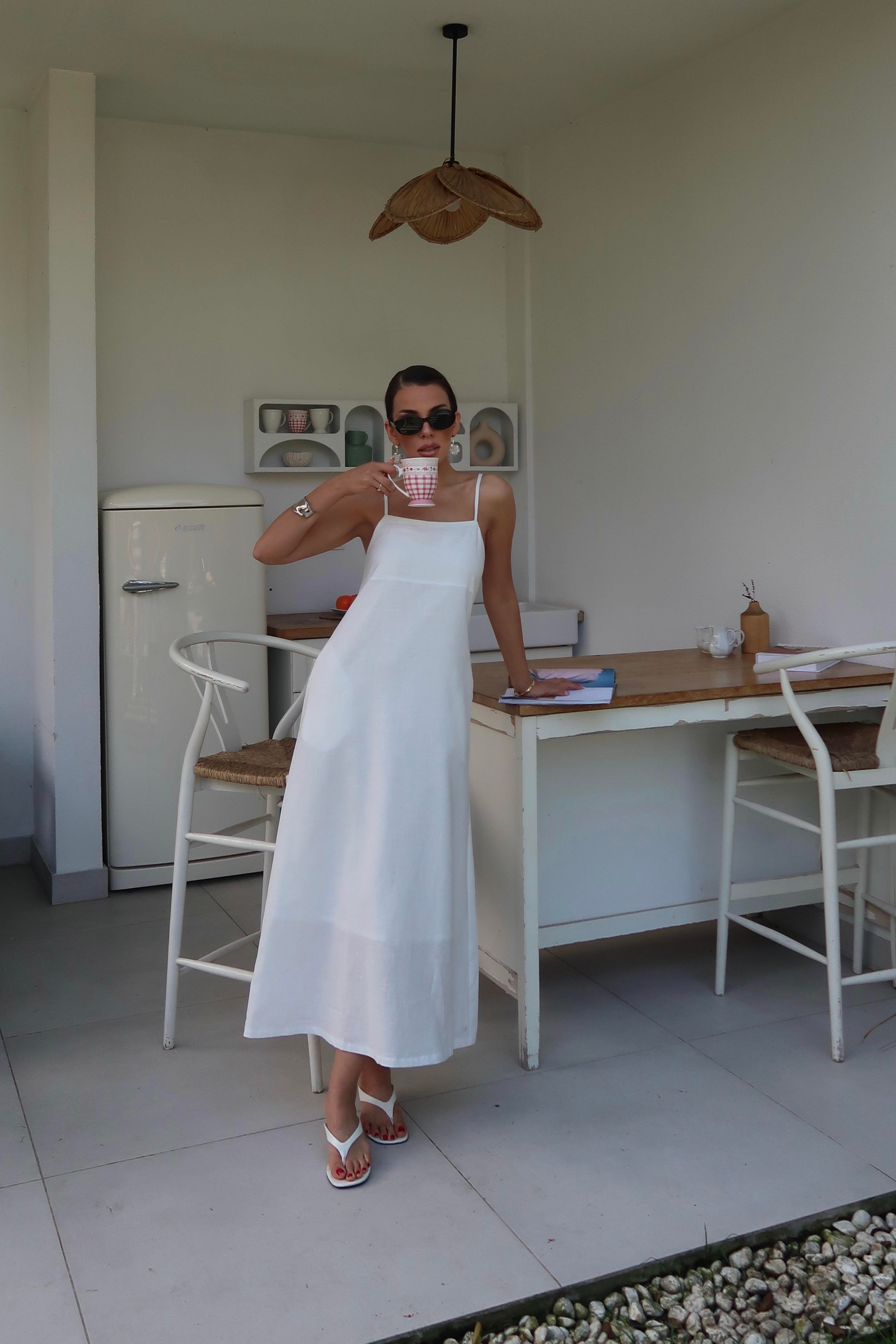 Palma Summer Casey Askılı Elbise Beyaz