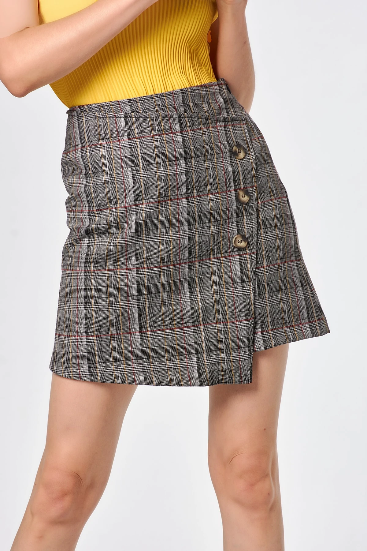Kadın Ekose Mini Etek