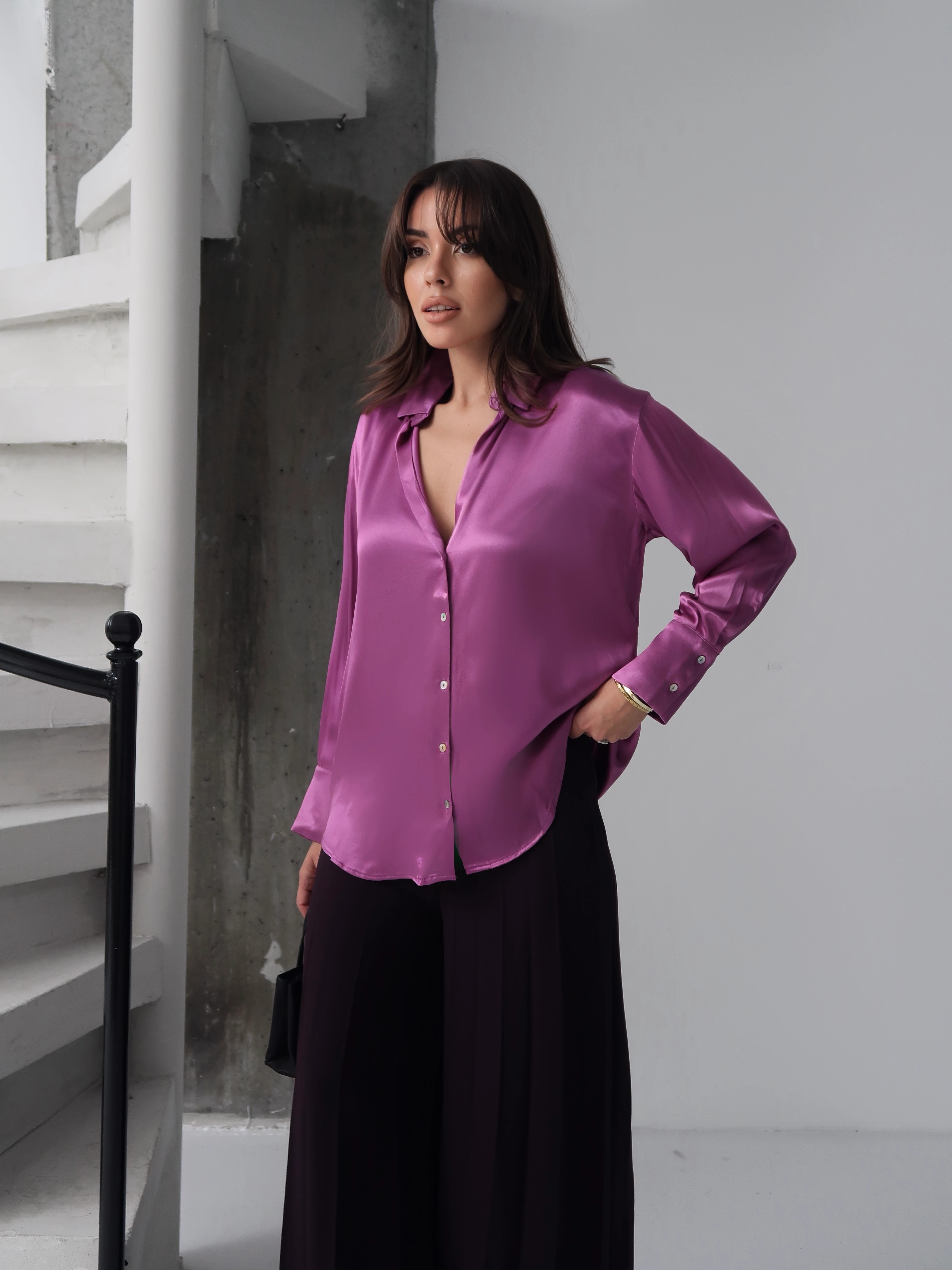 Mor Saten Gömlek