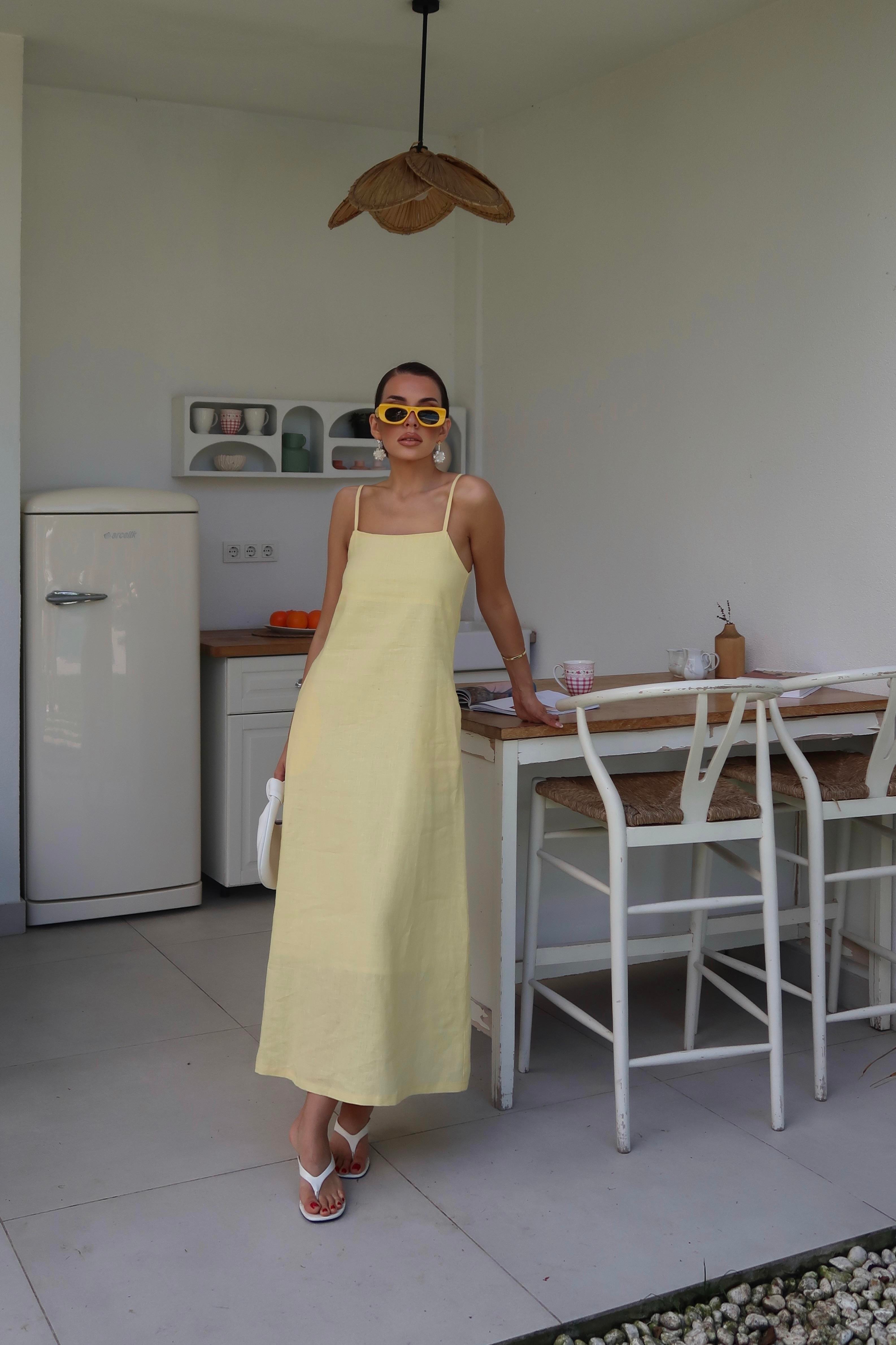 Palma Summer Casey Askılı Elbise Sarı