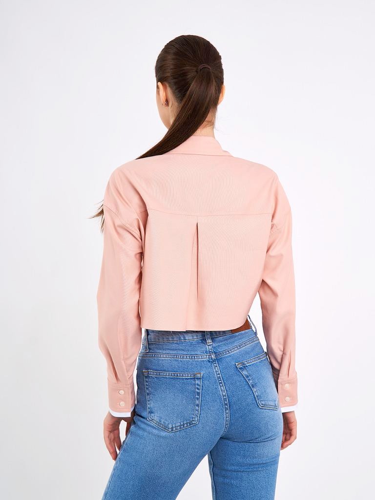 Crop Cepli Pembe Gömlek