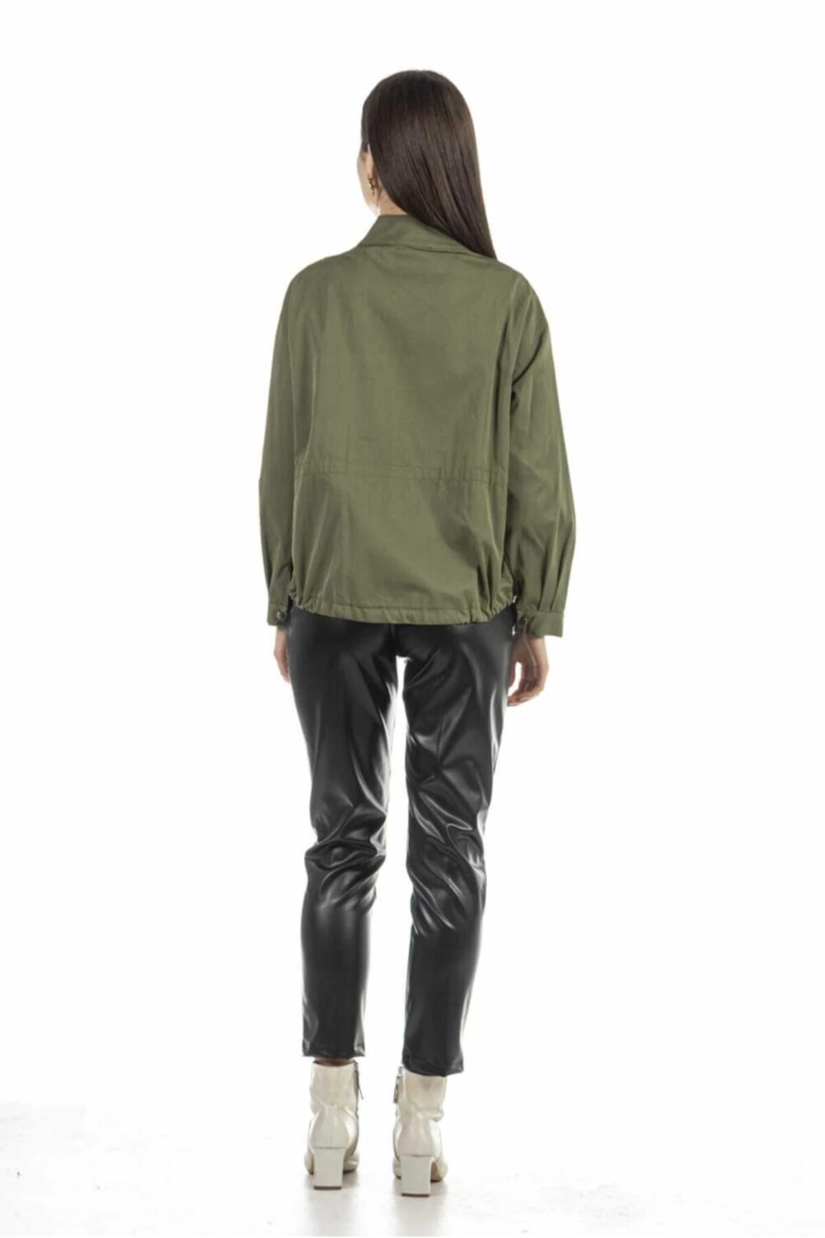 Kadın Haki Payetli Yağmurluk