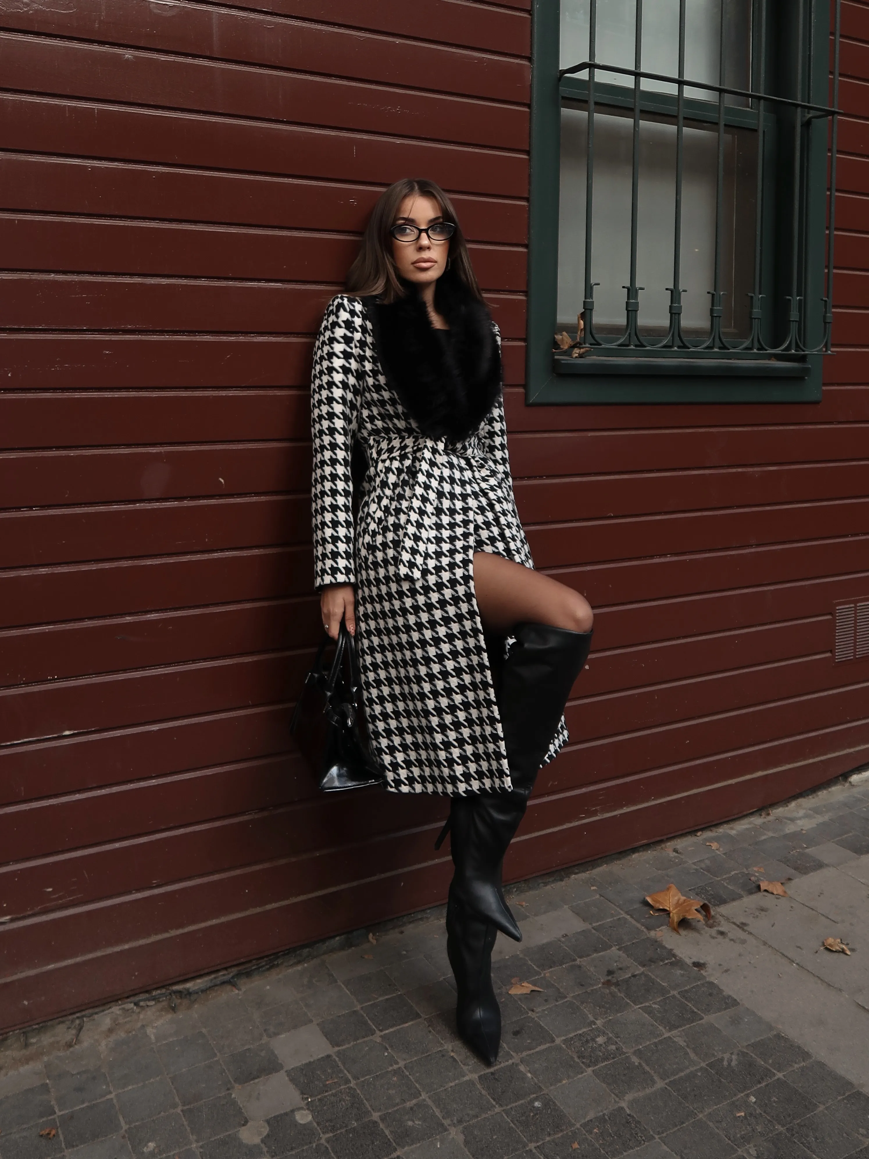 Kürklü Kazayağı Kaşe Kaban