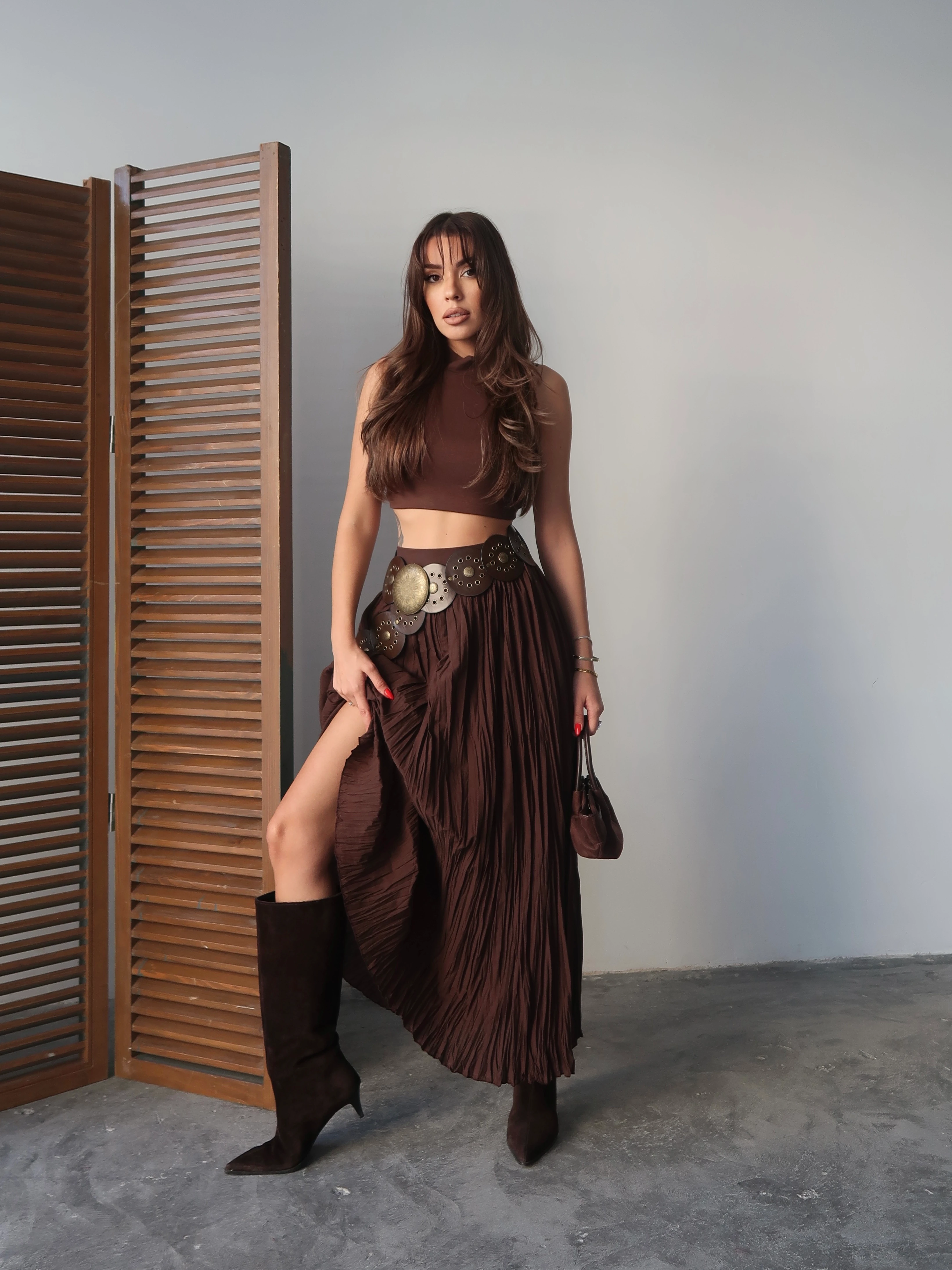 Acı Kahve Uzun Crush Etek