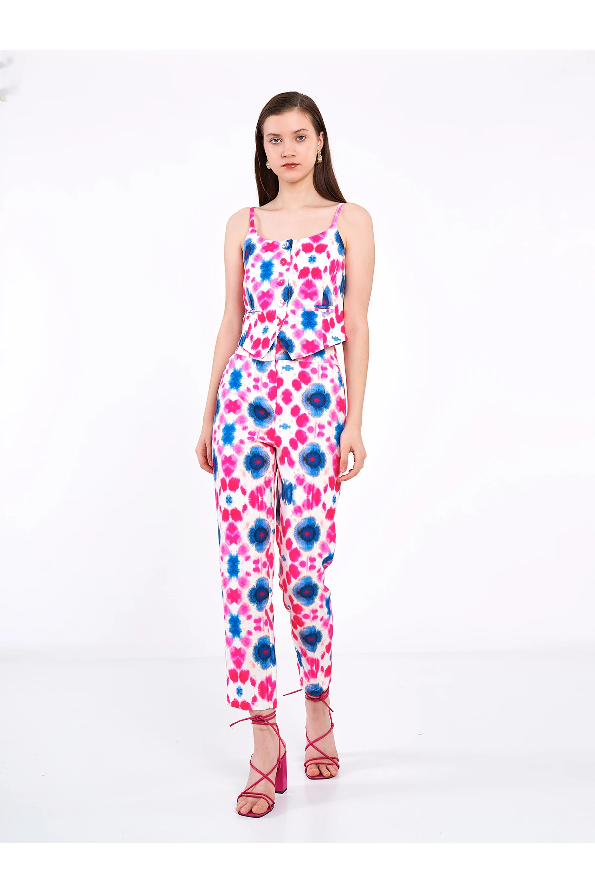 Abby Pantolon ve Yelek Takım - fuşya