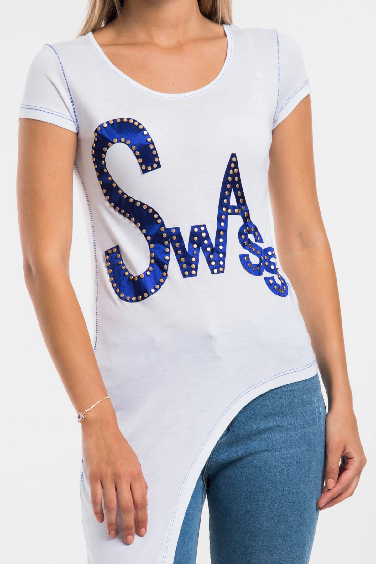 Triko Yazılı Ekru Bluz