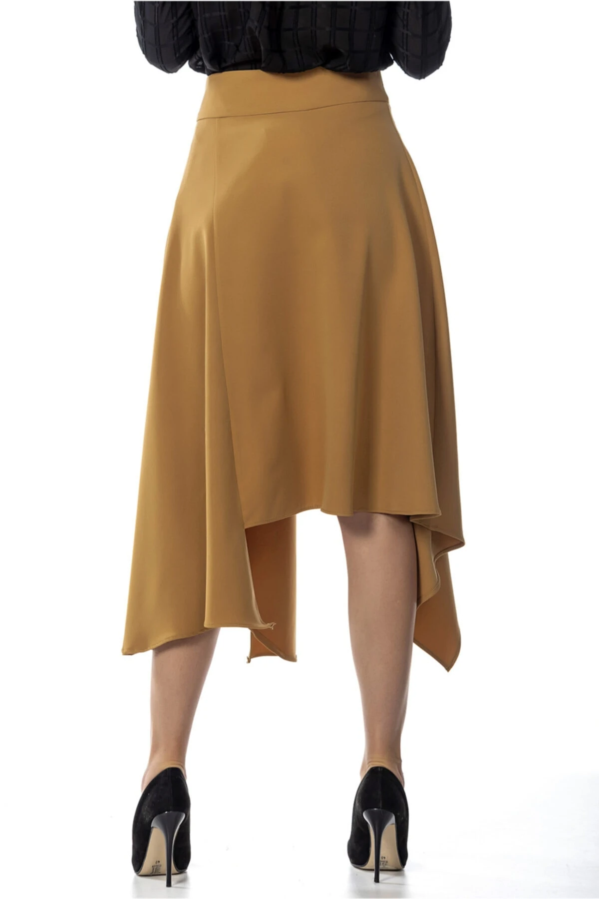Asimetrik Kesim Açık Kahve Etek