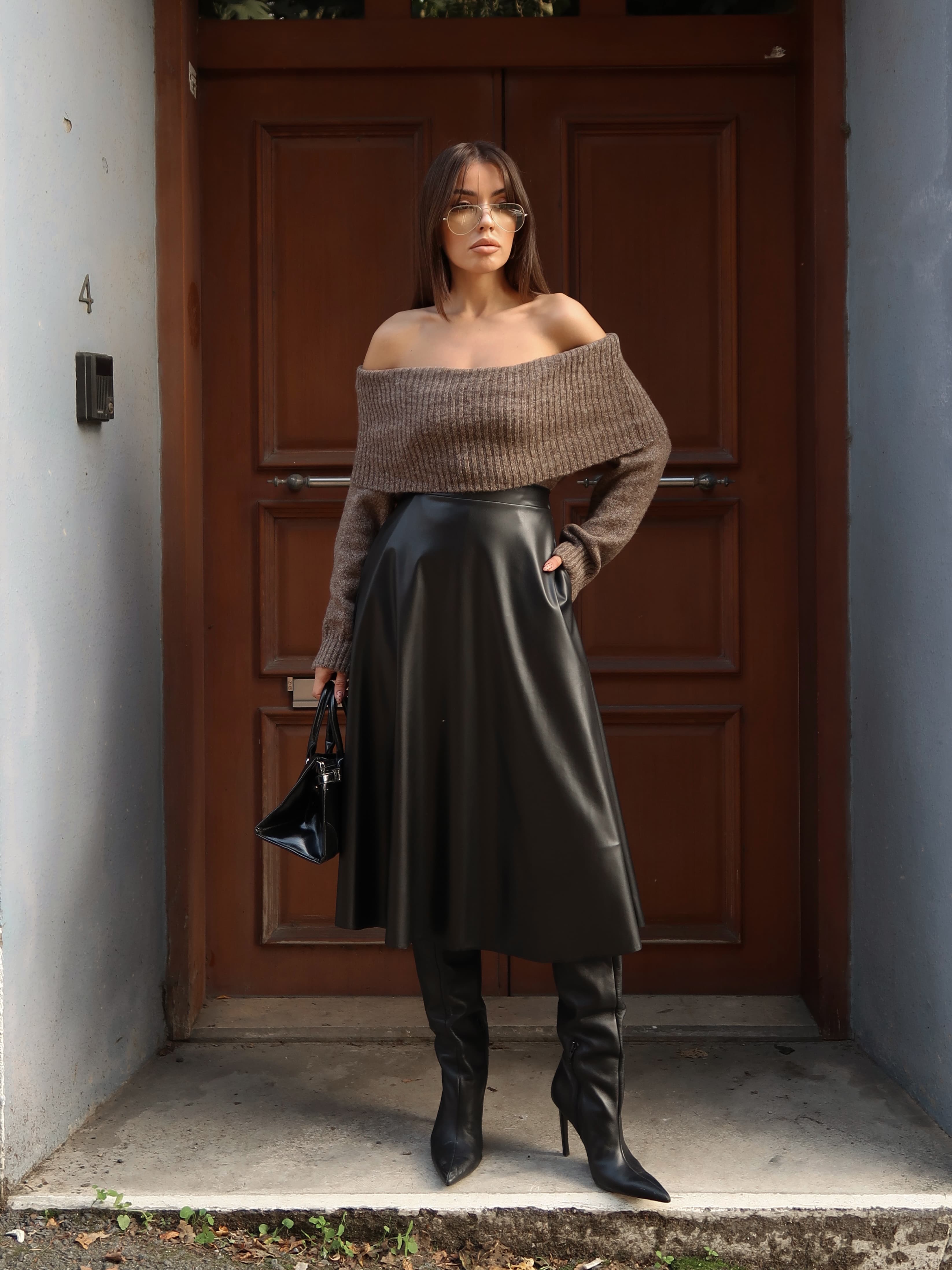 Lue Yumuşak Dokulu Açık Omuzlu Kazak