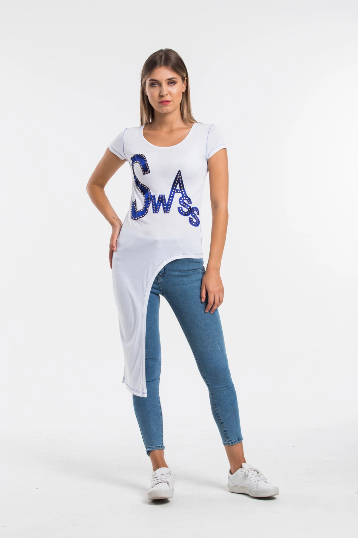 Triko Yazılı Ekru Bluz