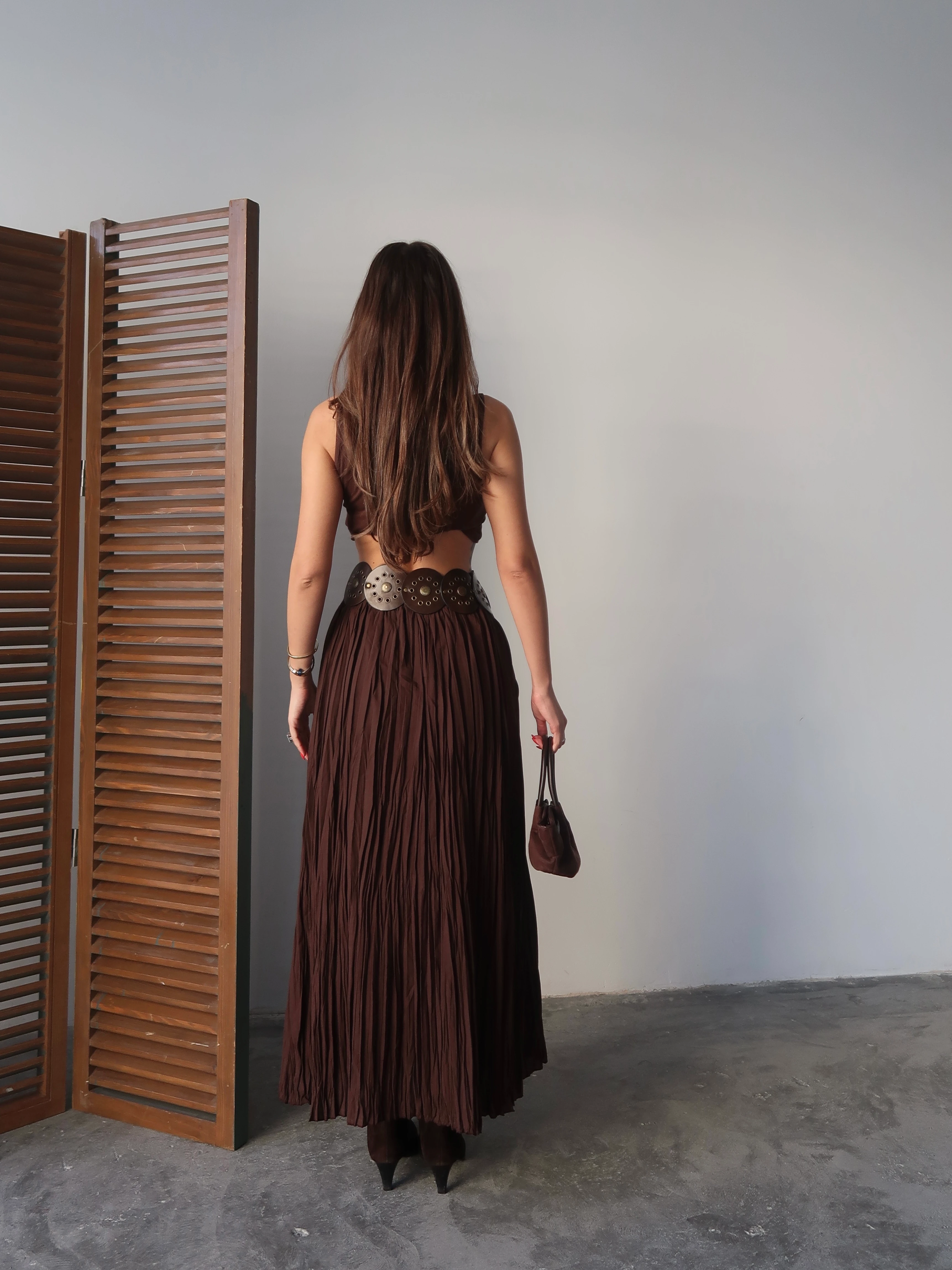 Acı Kahve Uzun Crush Etek