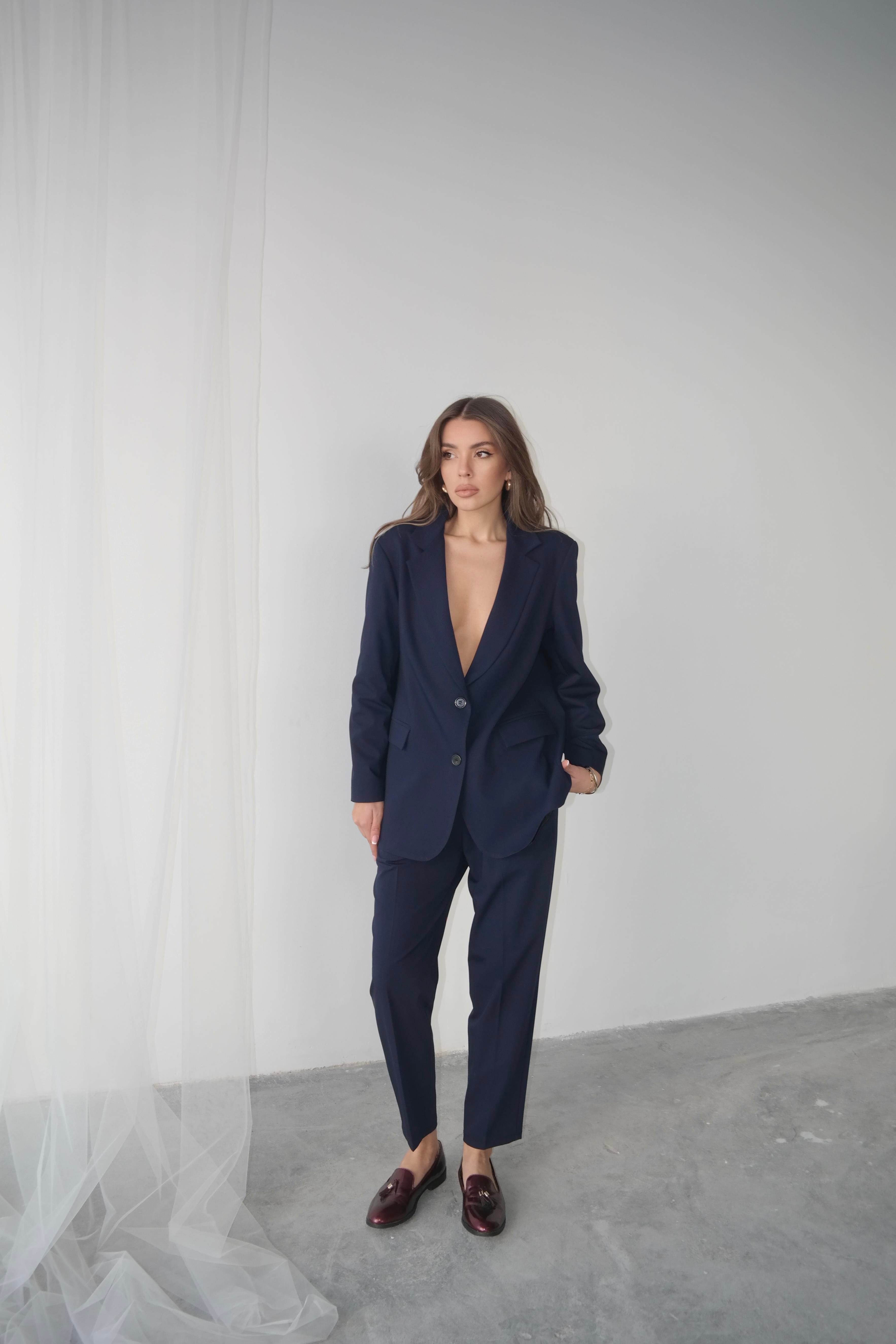 Maskülen Blazer Ceket Lacivert