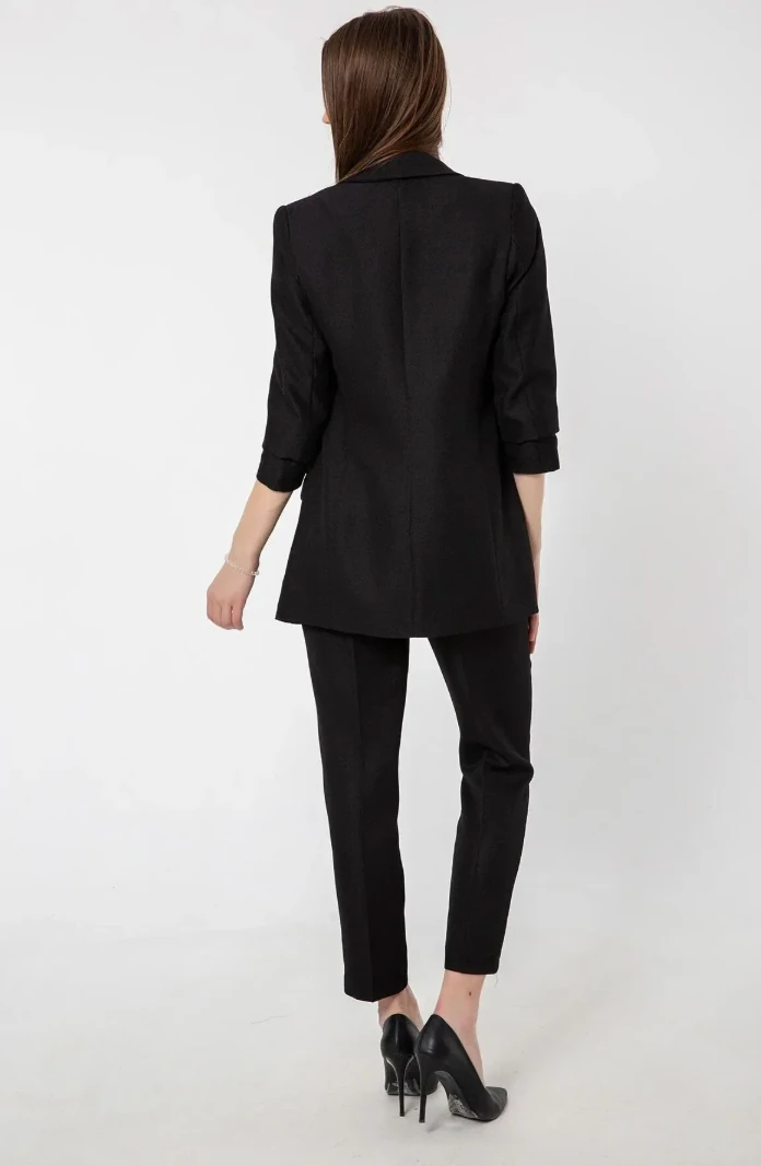 Keten Görünümlü Klasik Pantolon Siyah