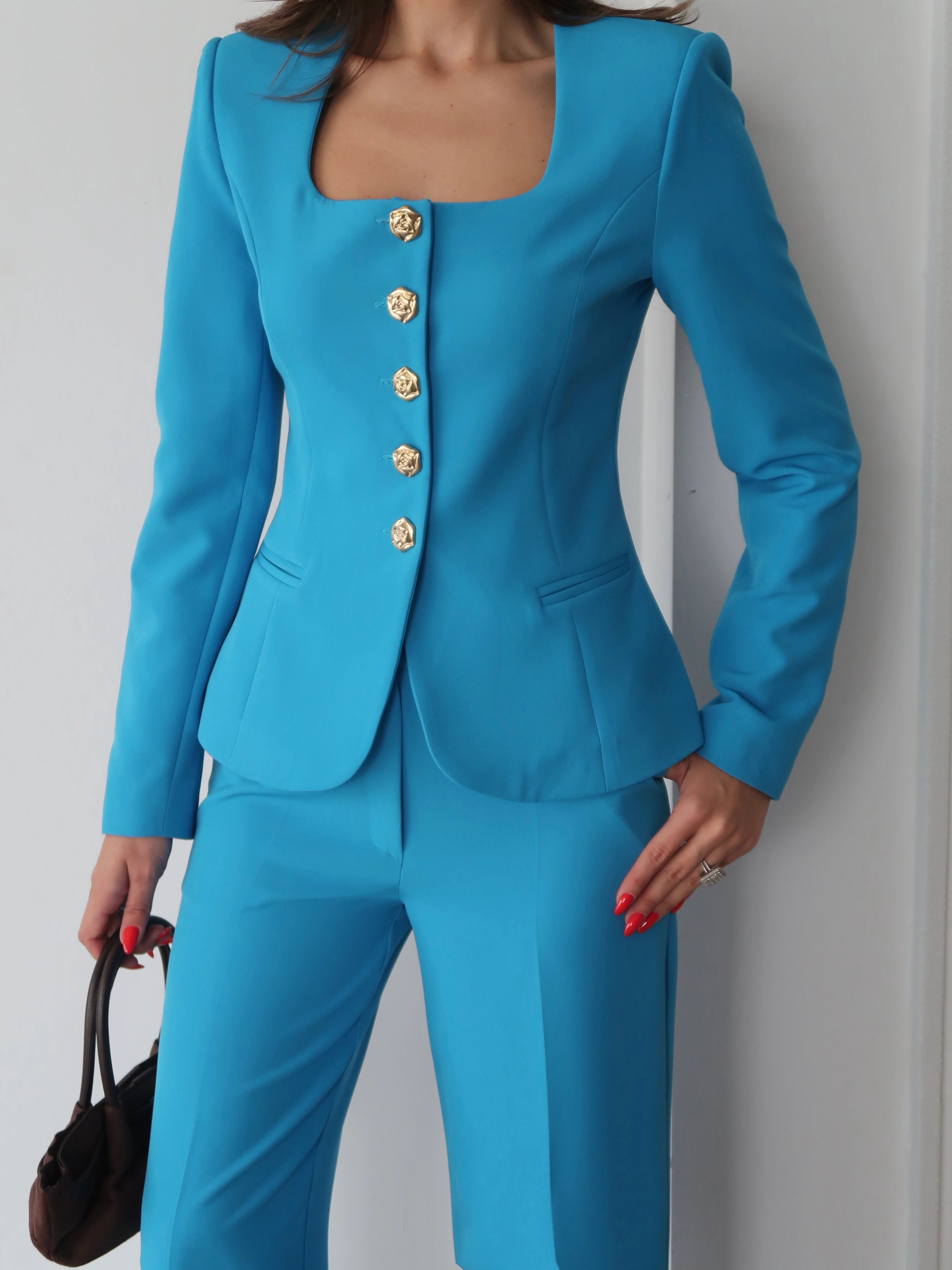 Jane Button Tailored Suit Mavi