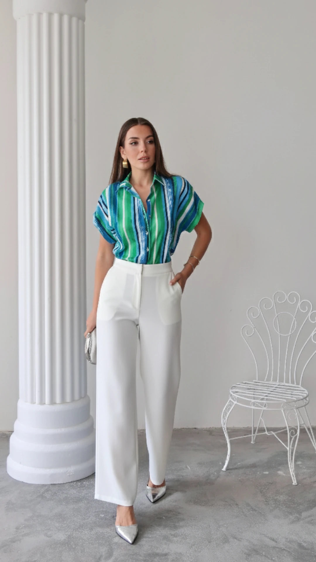 Modern Auro Palazzo Pantolon Ekru