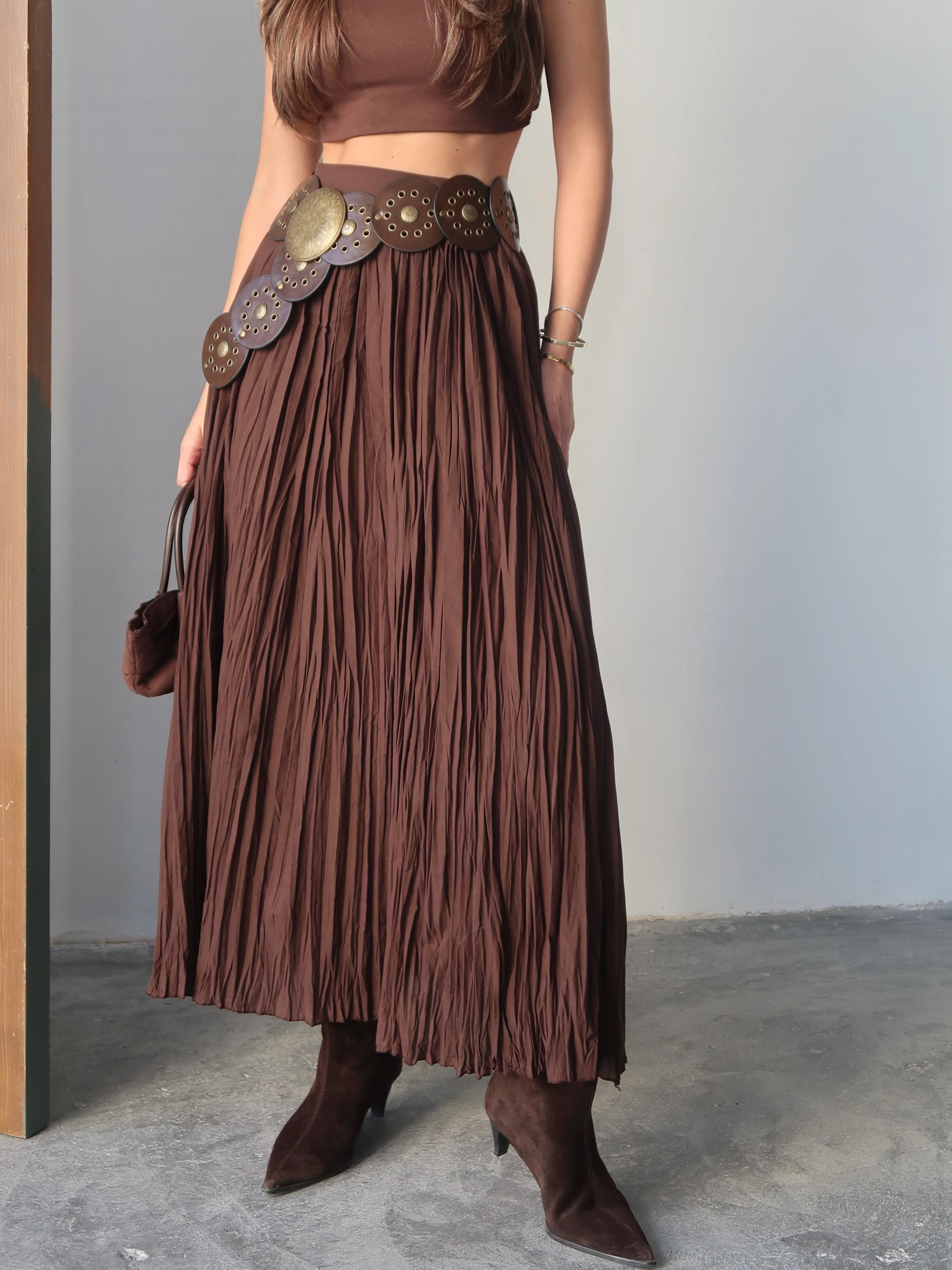 Acı Kahve Uzun Crush Etek