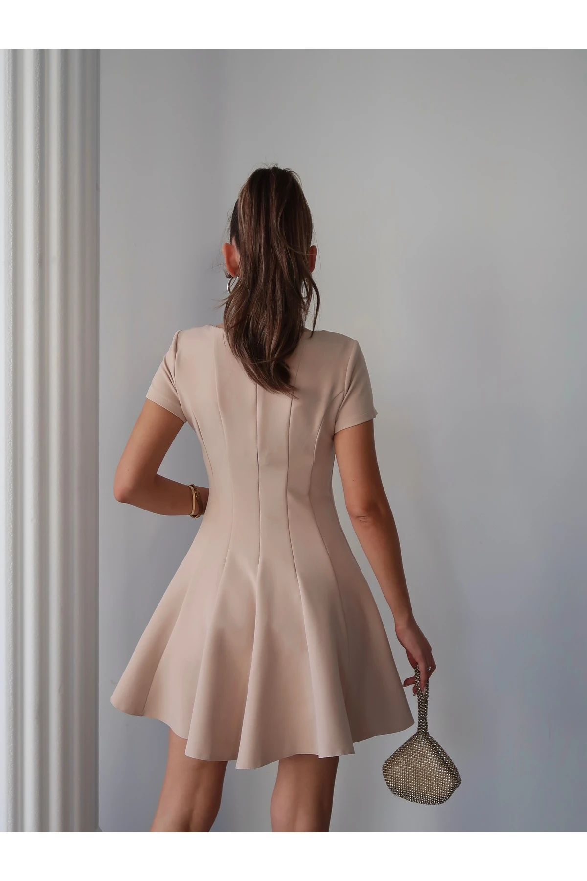 Yarım Kol Volanlı Elbise