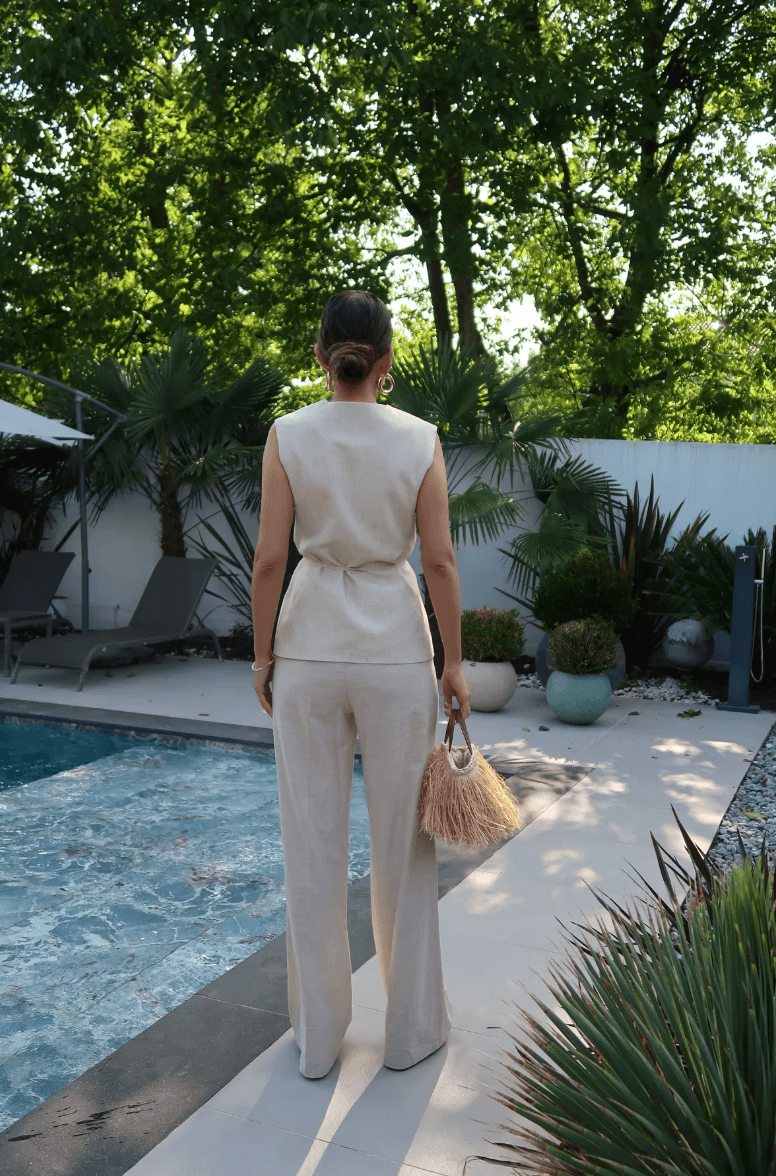 Palma Summer Amber Keten Pantolon Natürel