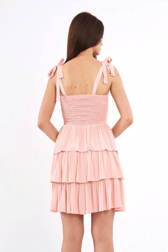 Askılı Mini Elbise Pembe