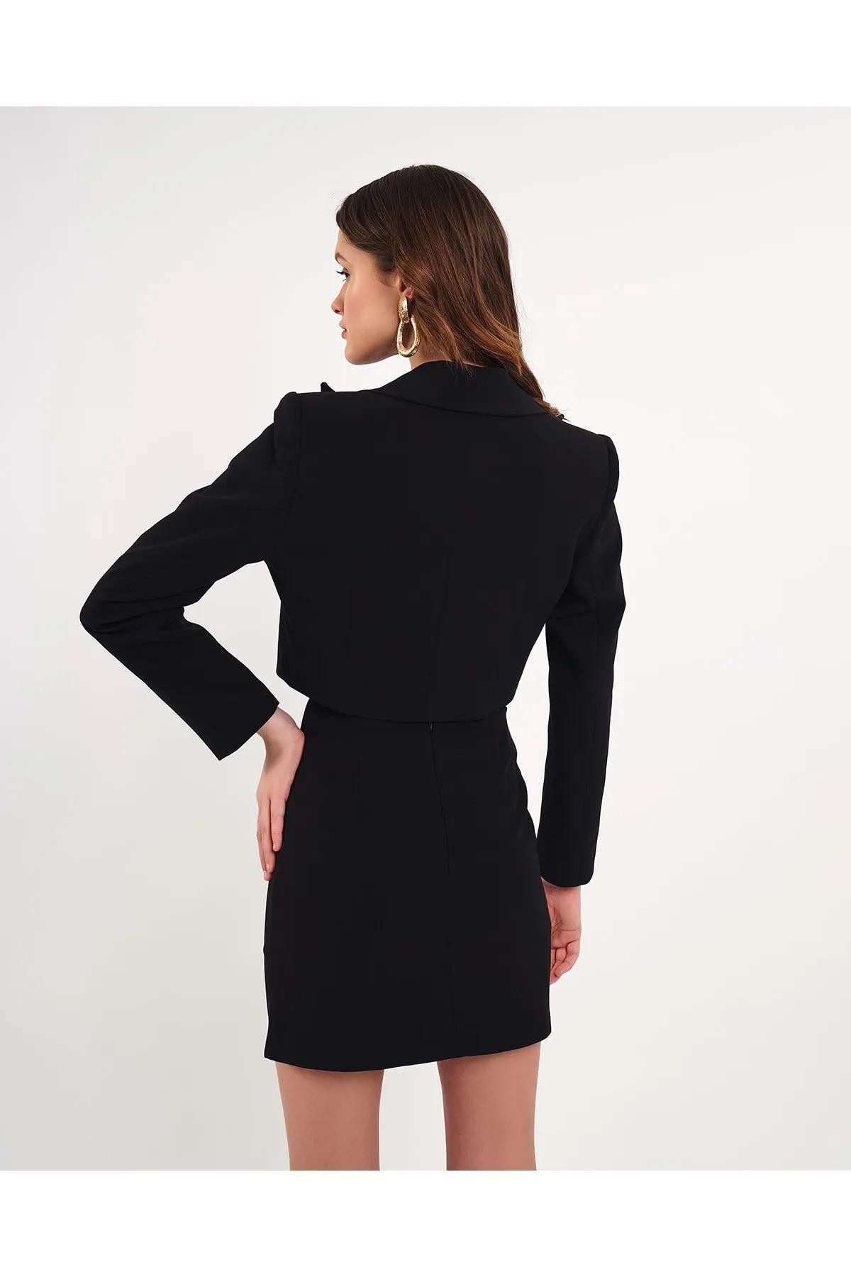 Crop Blazer Ceket Siyah