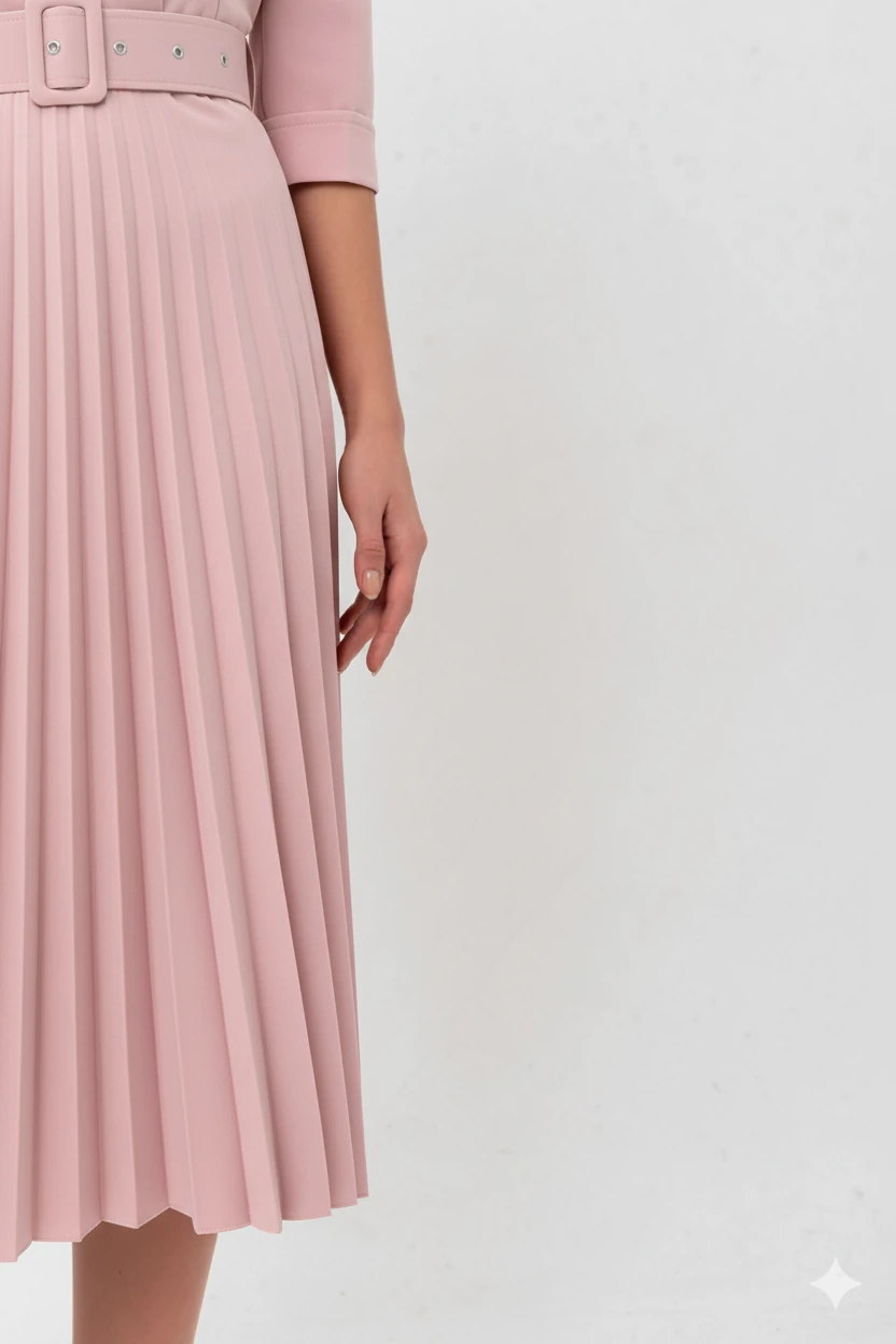 Kruvaze Yakalı Truvakar Kol Kloş Elbise