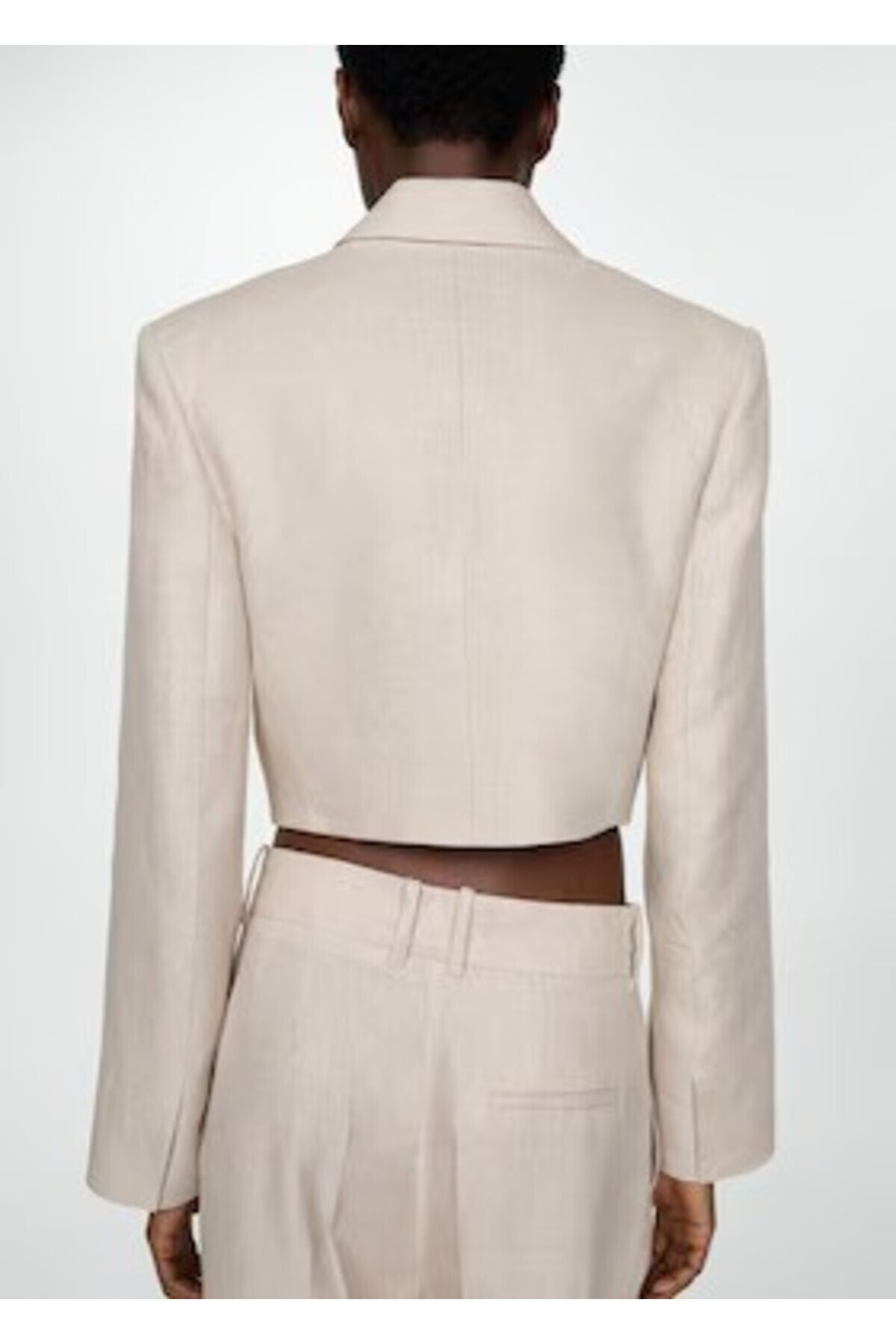 Kruvaze Crop Keten Blazer Ceket