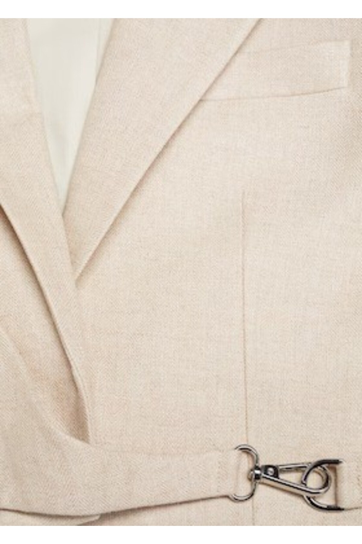 Kruvaze Crop Keten Blazer Ceket