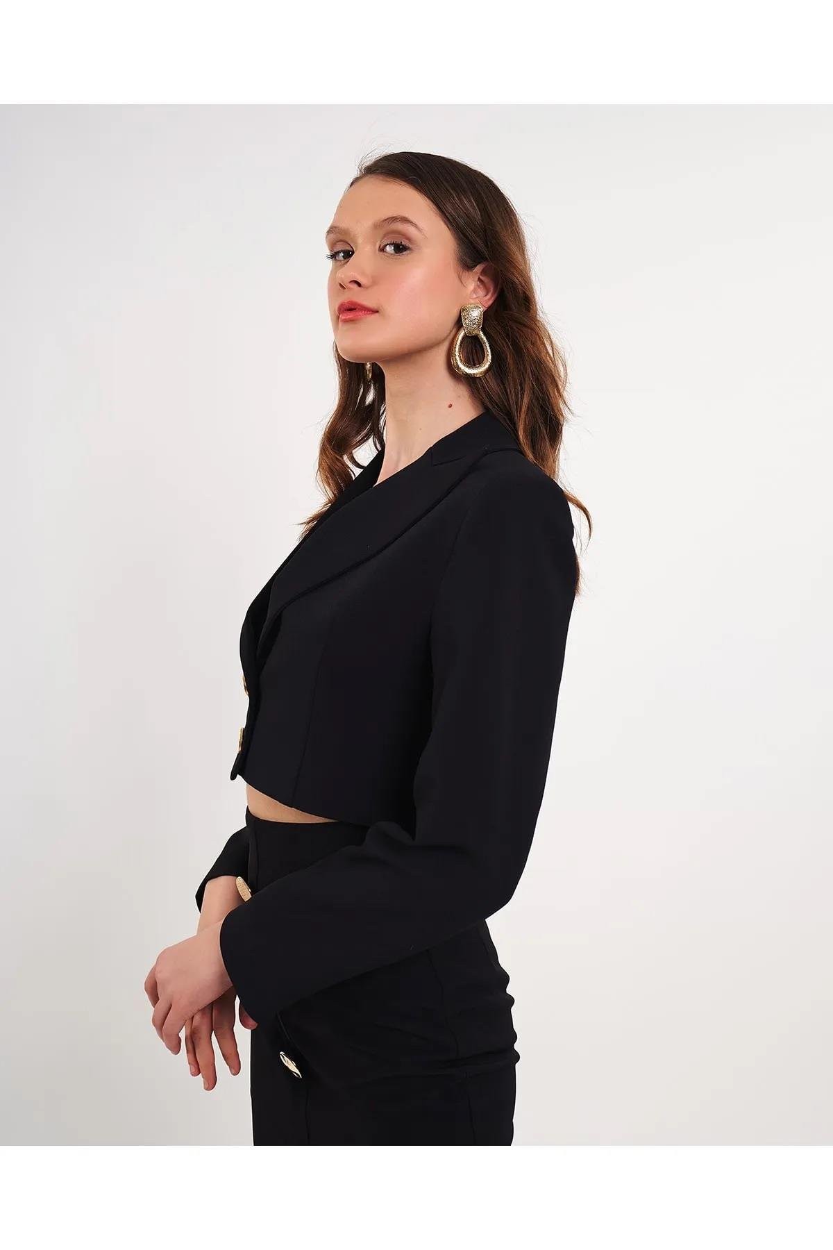 Crop Blazer Ceket Siyah