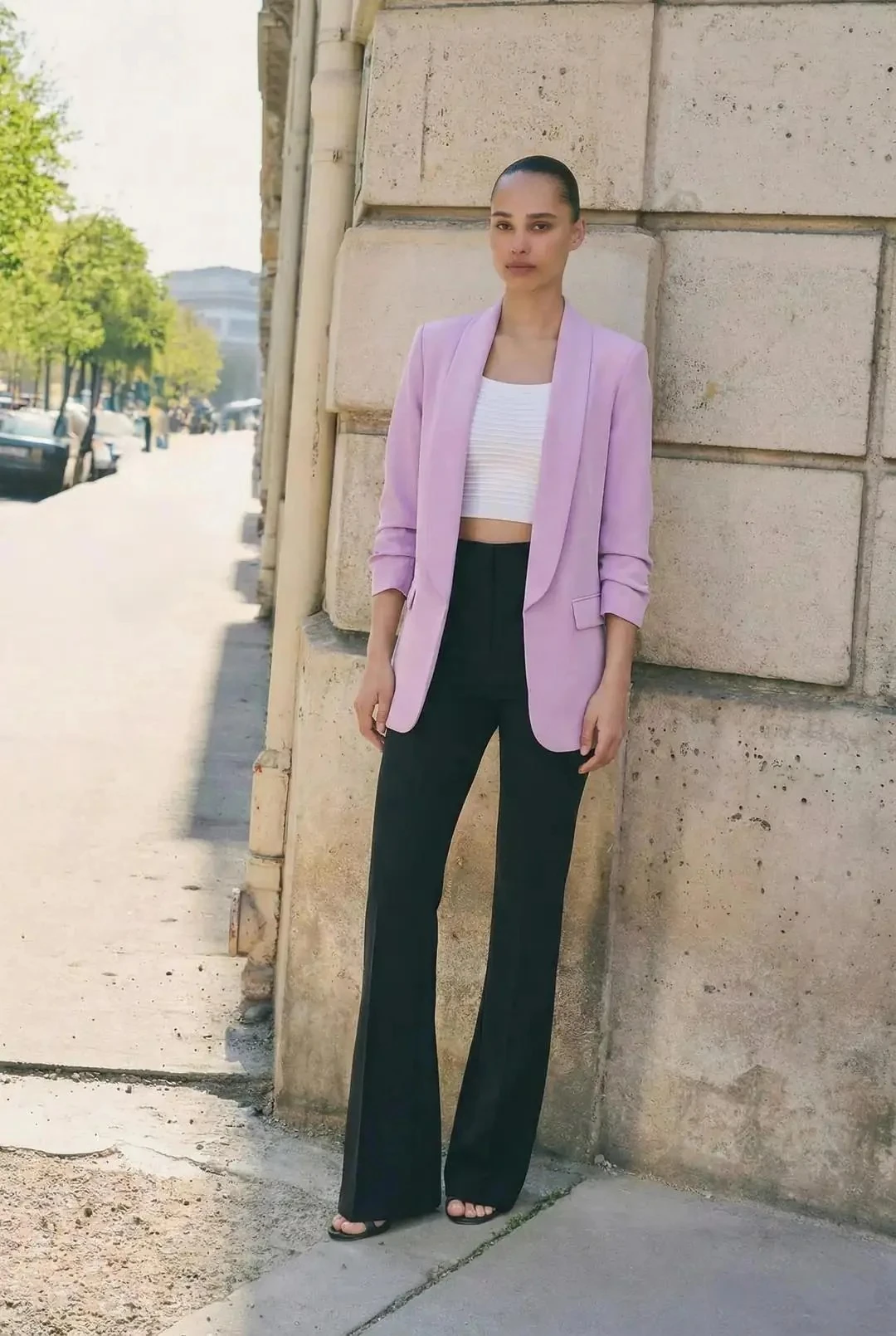 Mia Kolu Büzgülü Blazer Ceket Lila