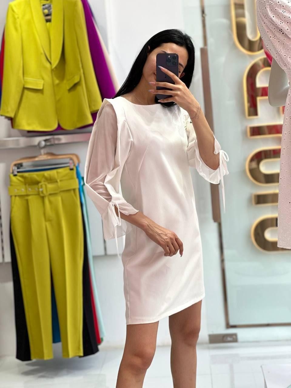 Truvakar Kol Detaylı Beyaz Mini Elbise